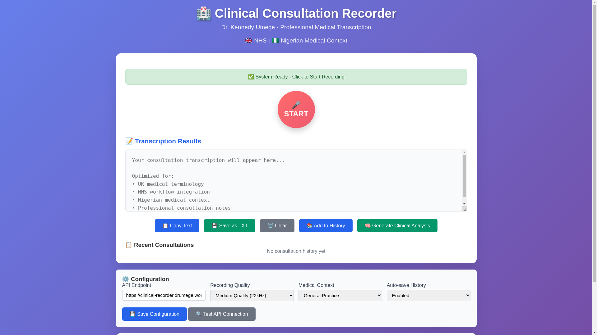 website screenshot of https://clinical-recorder.pages.dev/