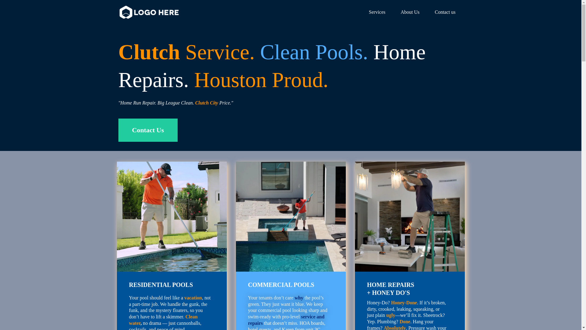website screenshot of https://clutchcityhomeandpool.com/