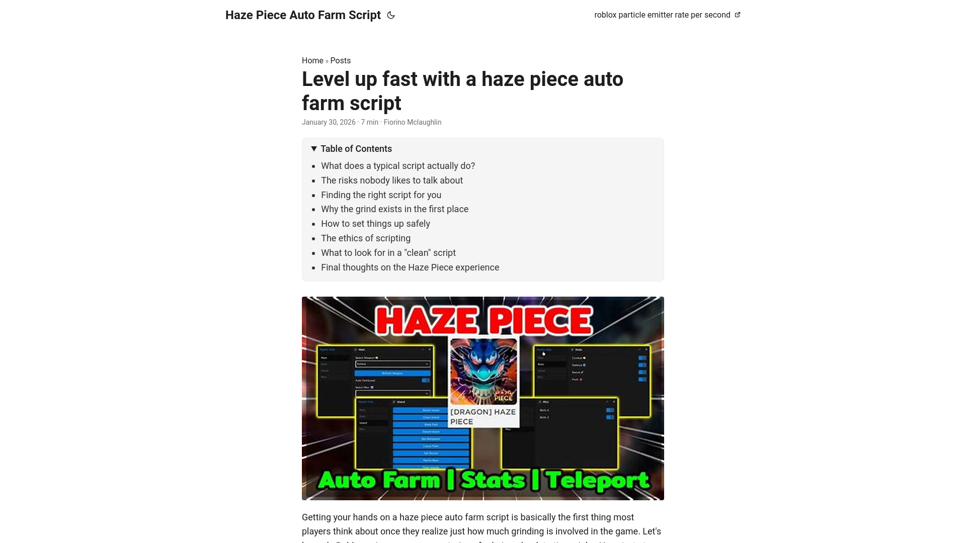 website screenshot of https://haze-piece-auto-farm-script.pages.dev/
