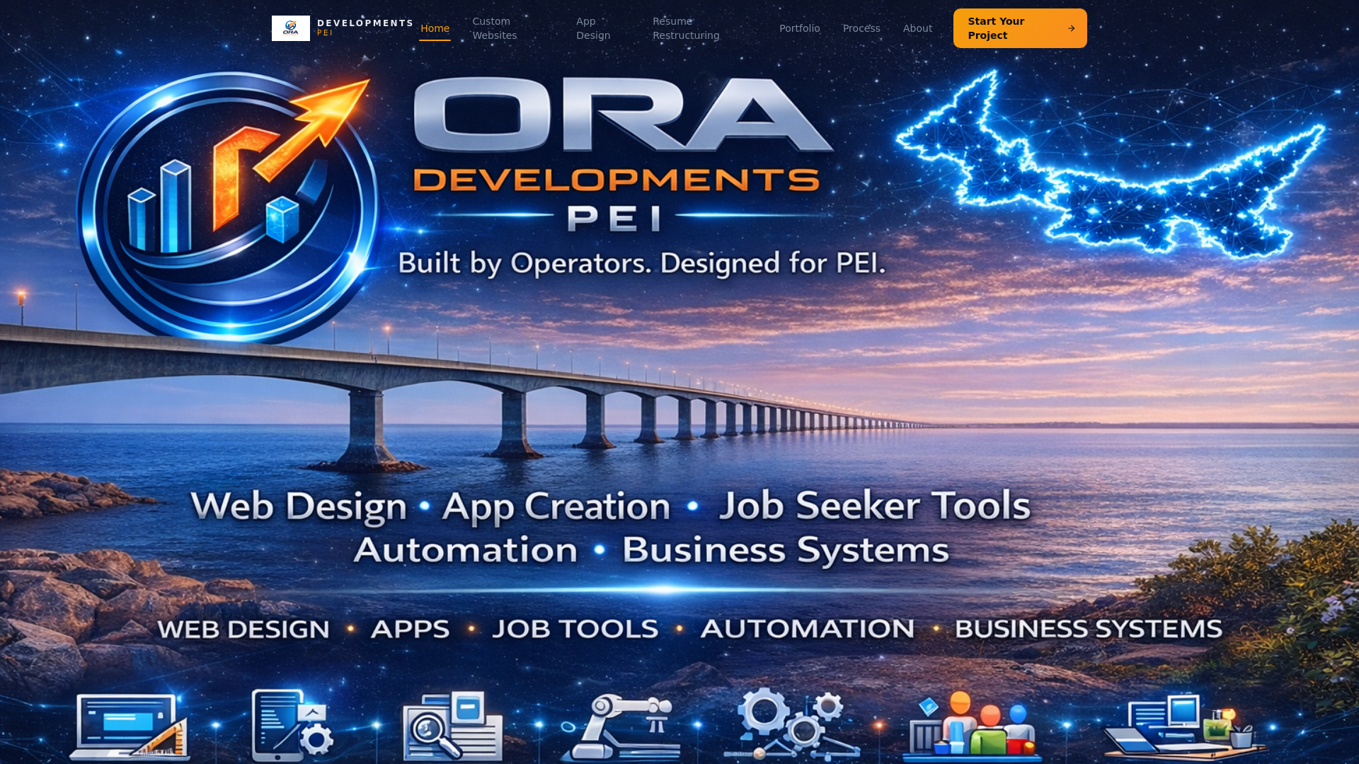 website screenshot of https://oradevelopmentspei.ca