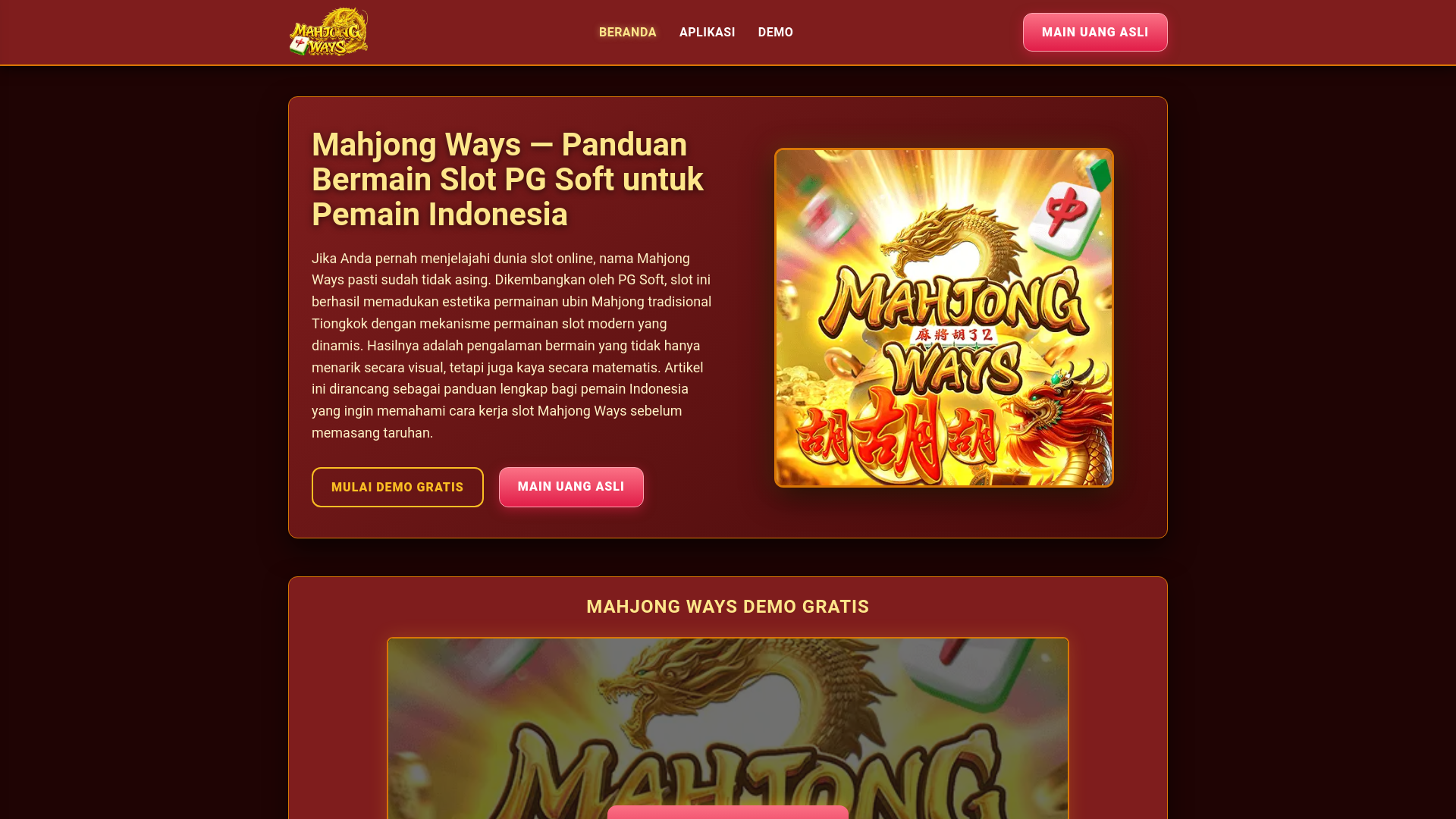 website screenshot of https://mahjongways-demo.com/