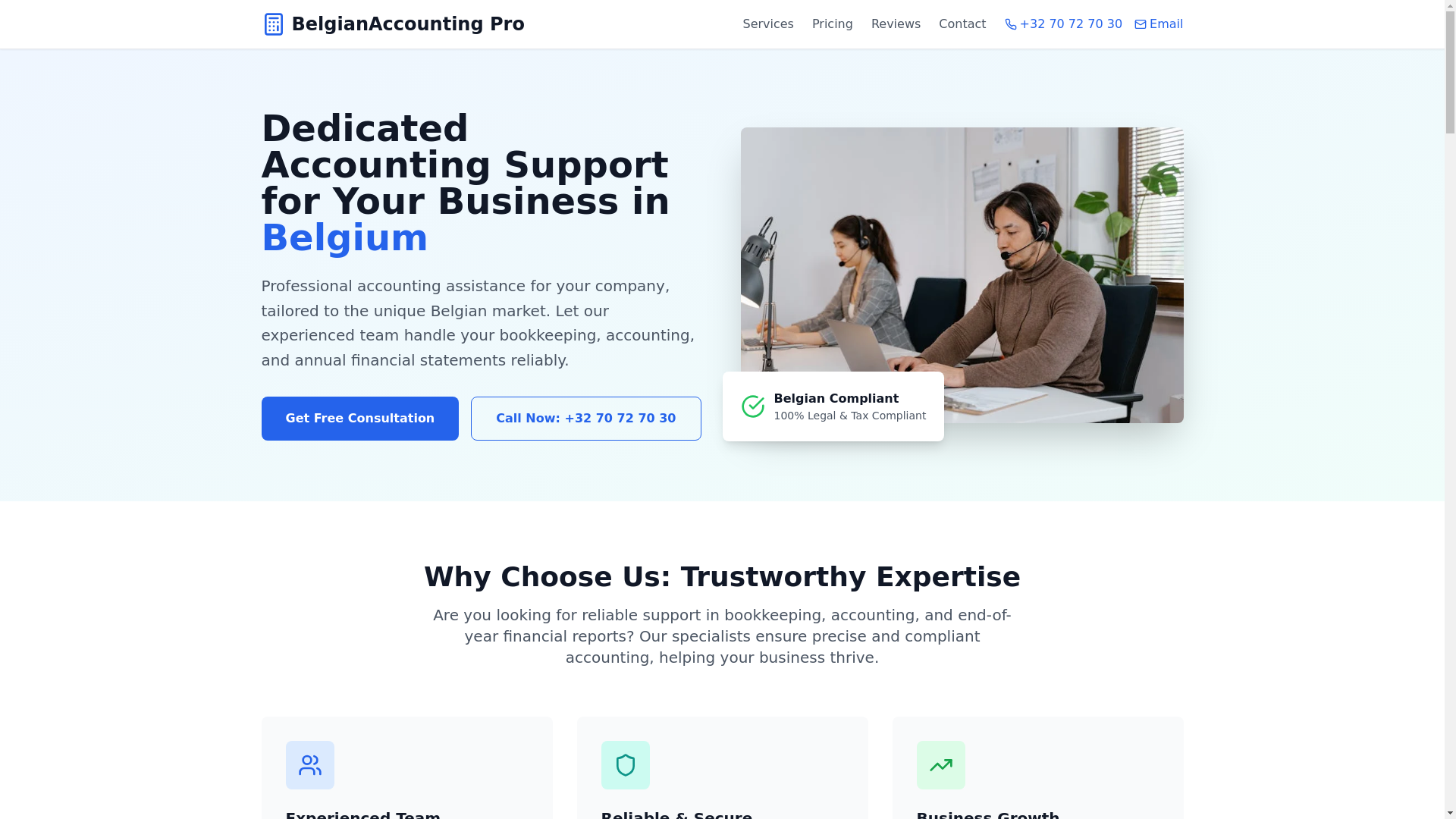 website screenshot of https://belgianaccounting-pro.com/