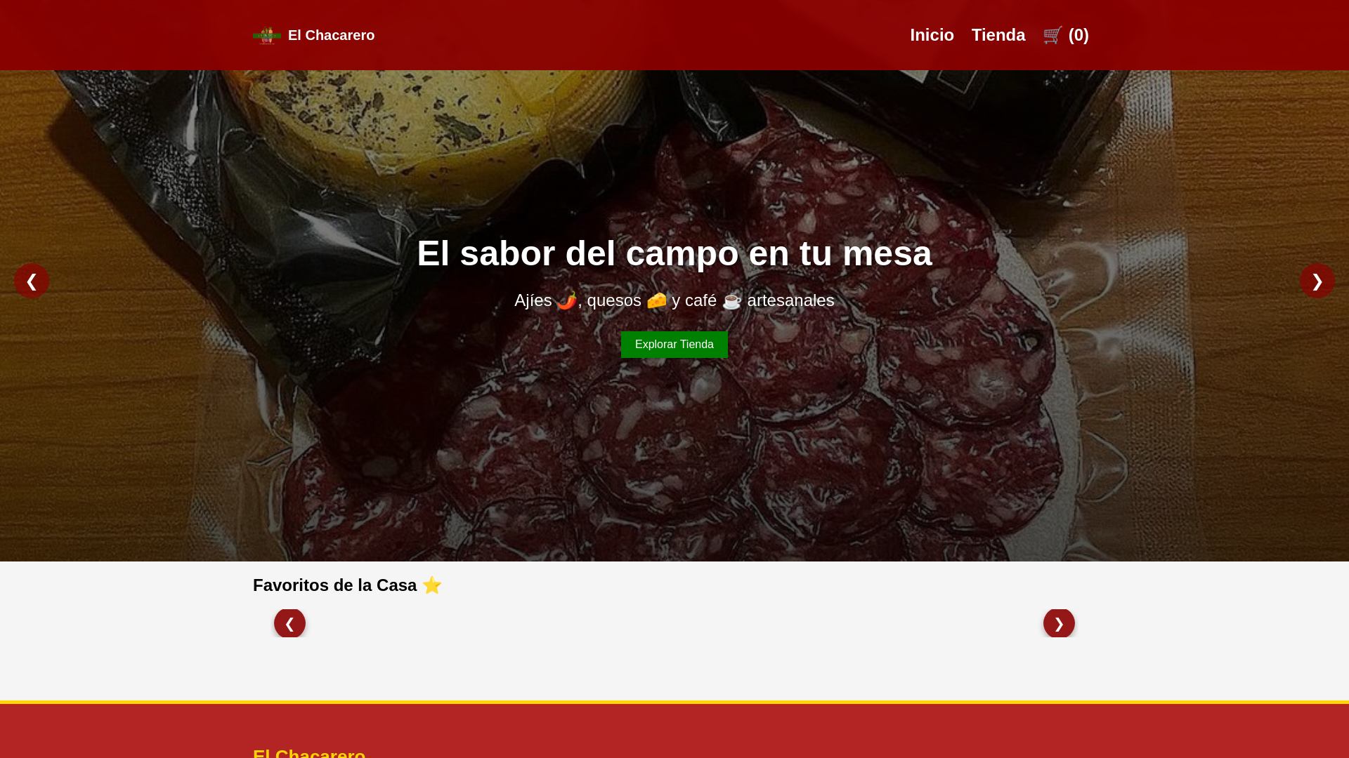 website screenshot of https://elchacarerohotsauce.com/