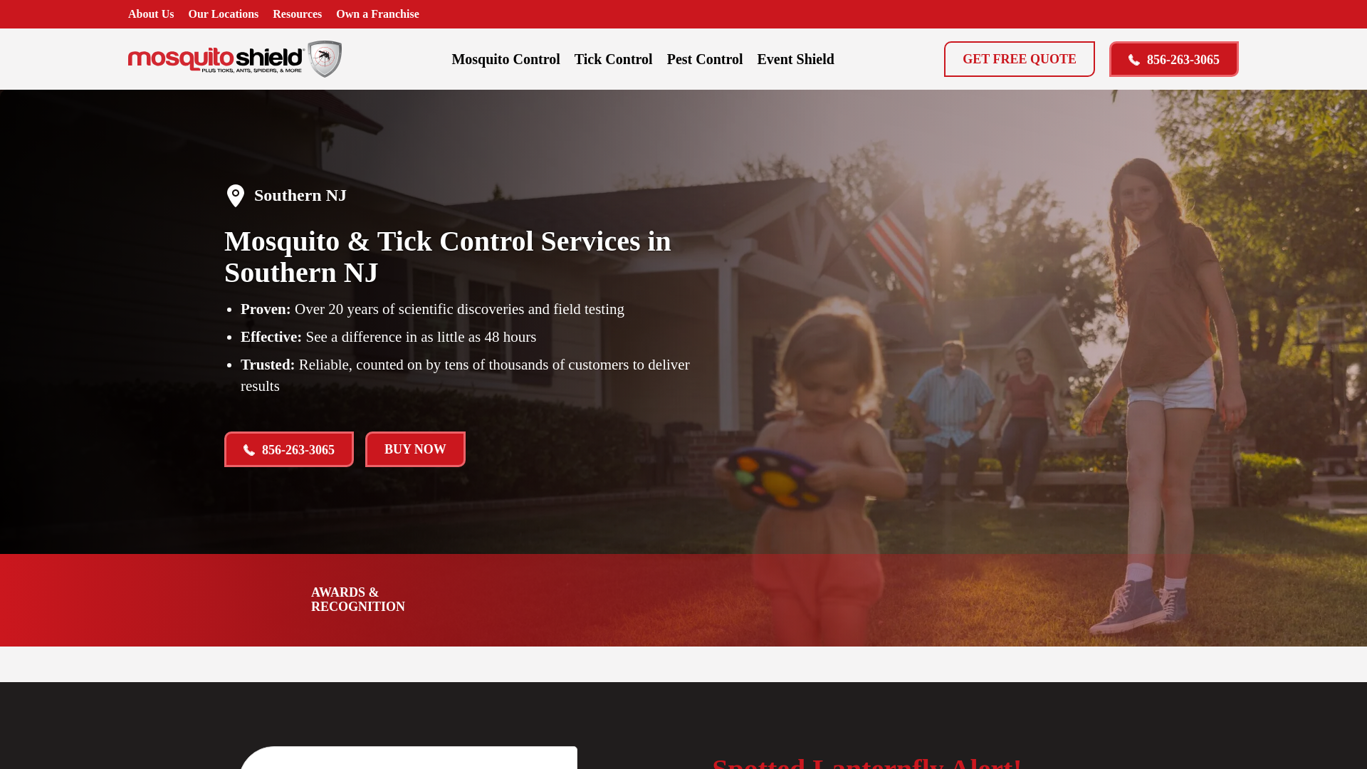 website screenshot of https://mosquitoshield-southernnewjersey.com