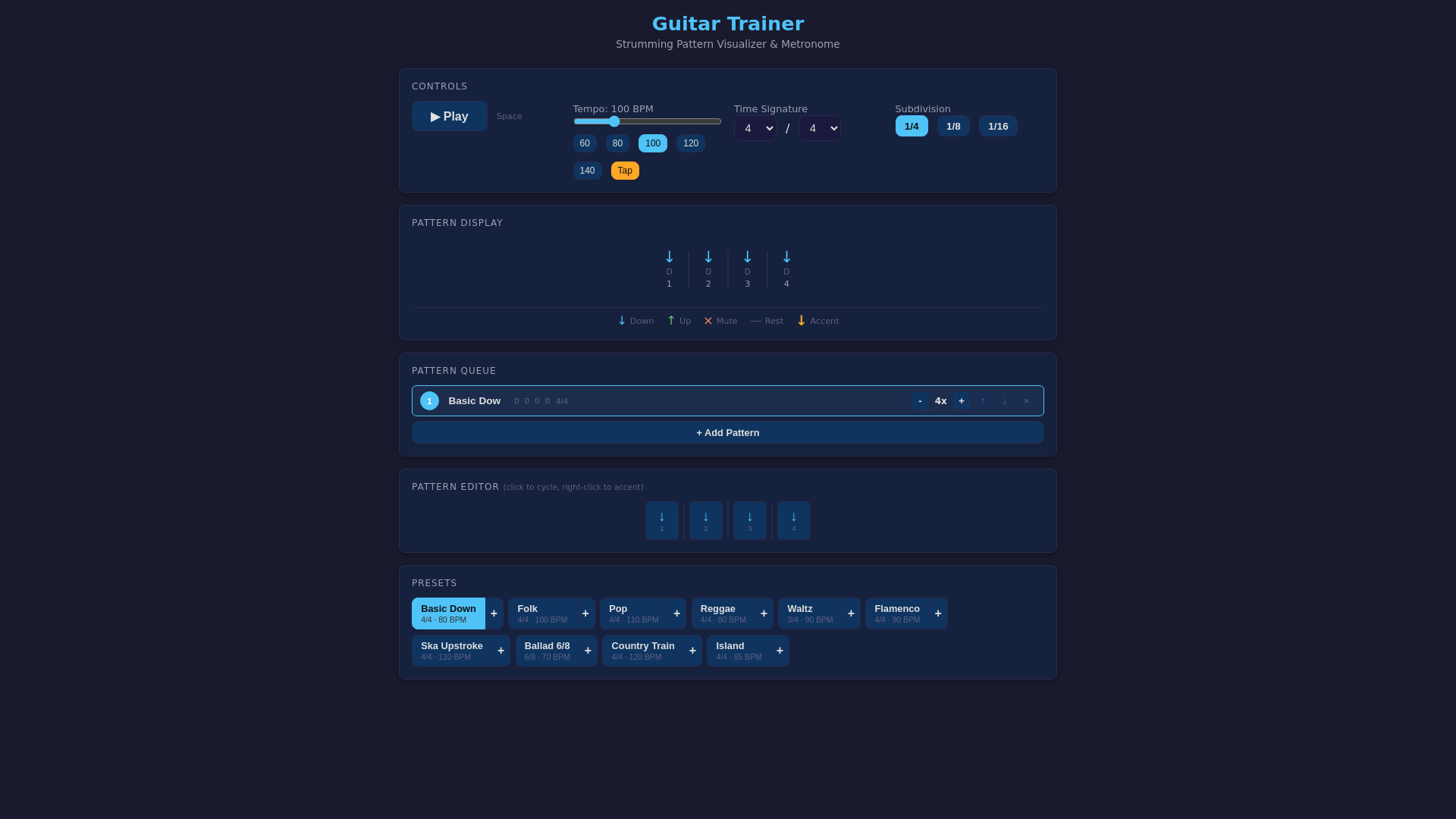 website screenshot of https://guitar-trainer.pages.dev/