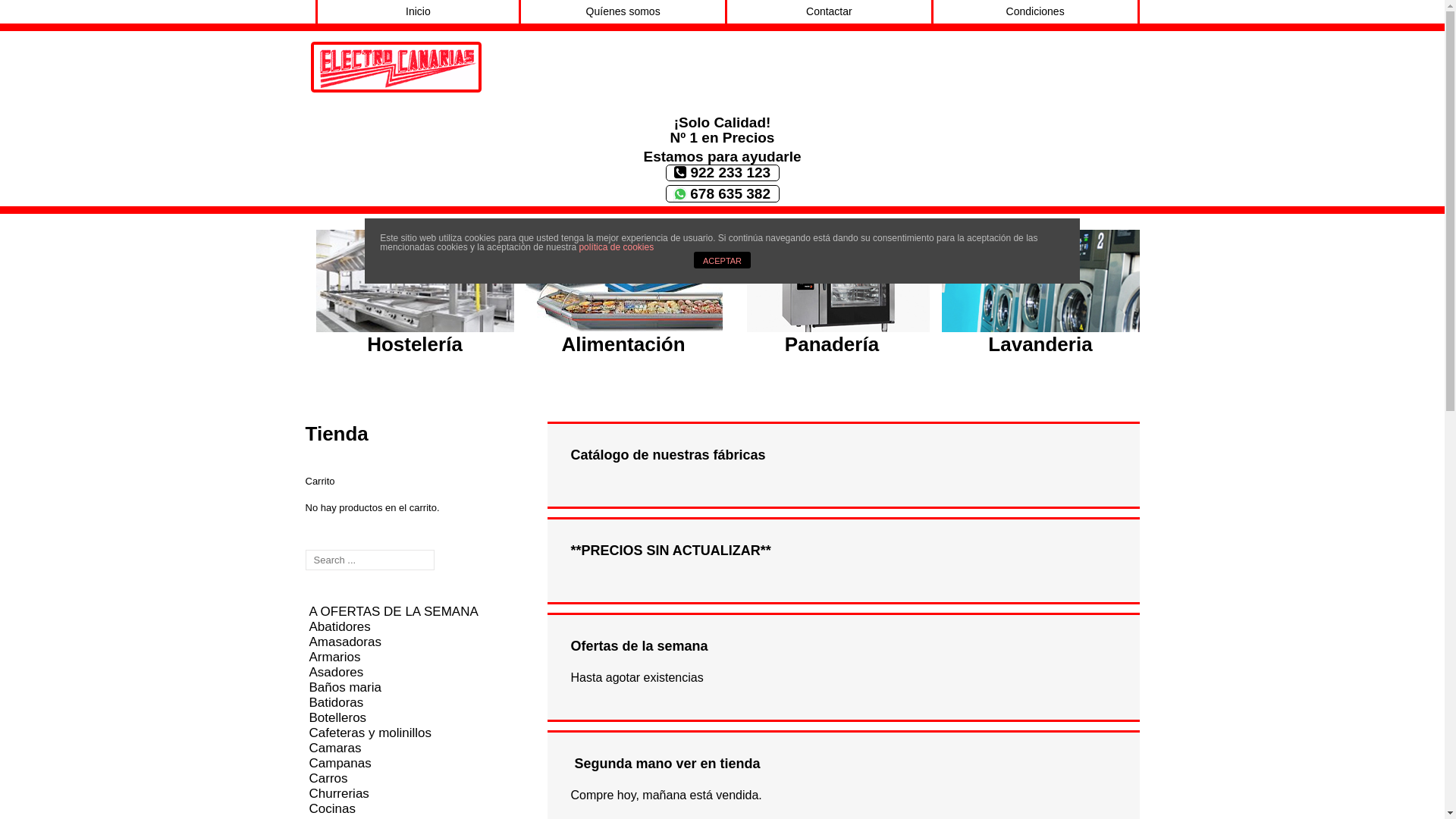 website screenshot of https://electrocanarias.com/
