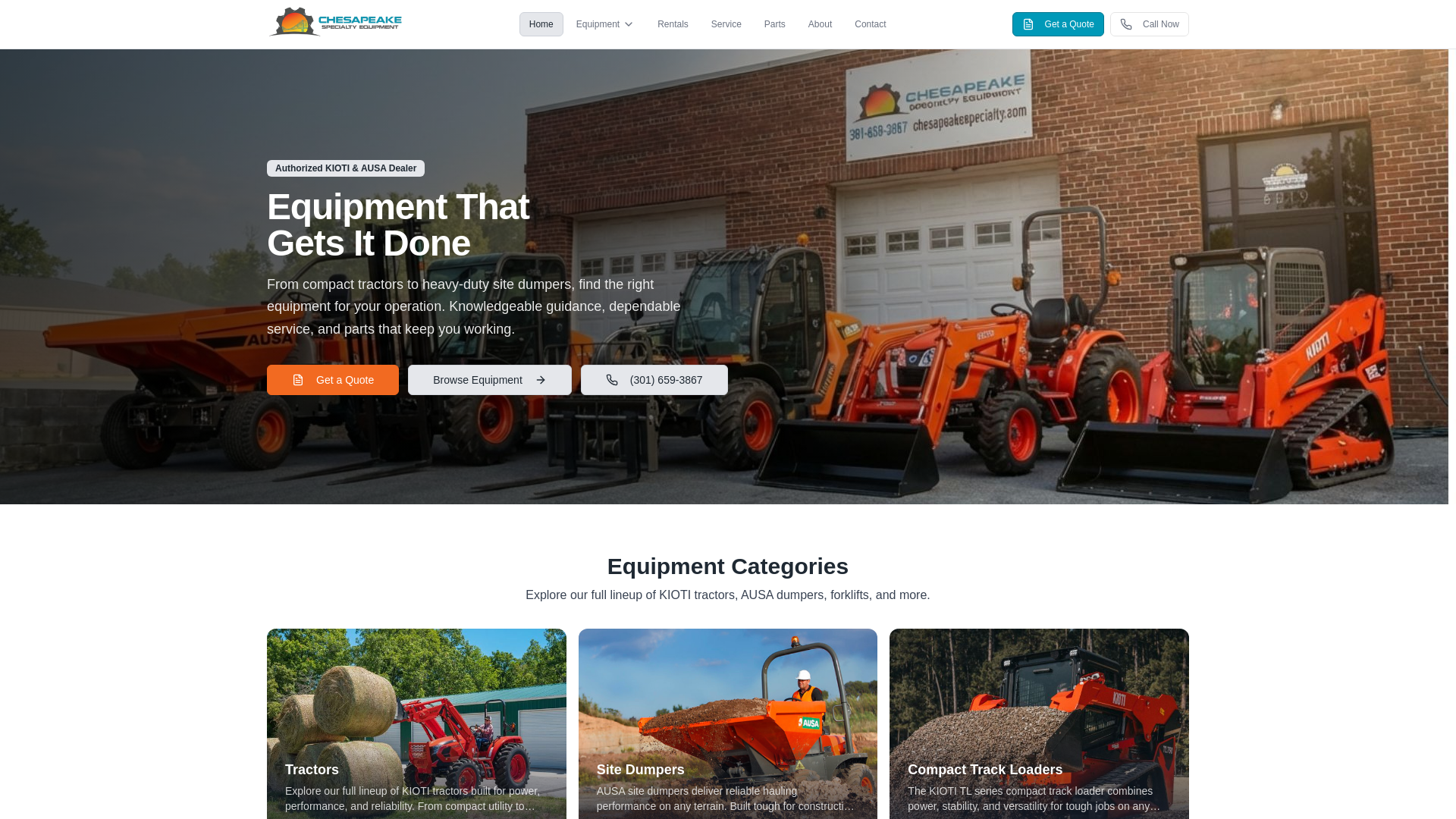 website screenshot of https://chesapeakespecialty.co/