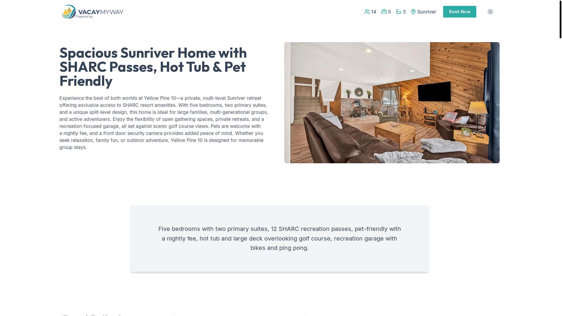 website screenshot of https://joyfulsunriver.vacations/