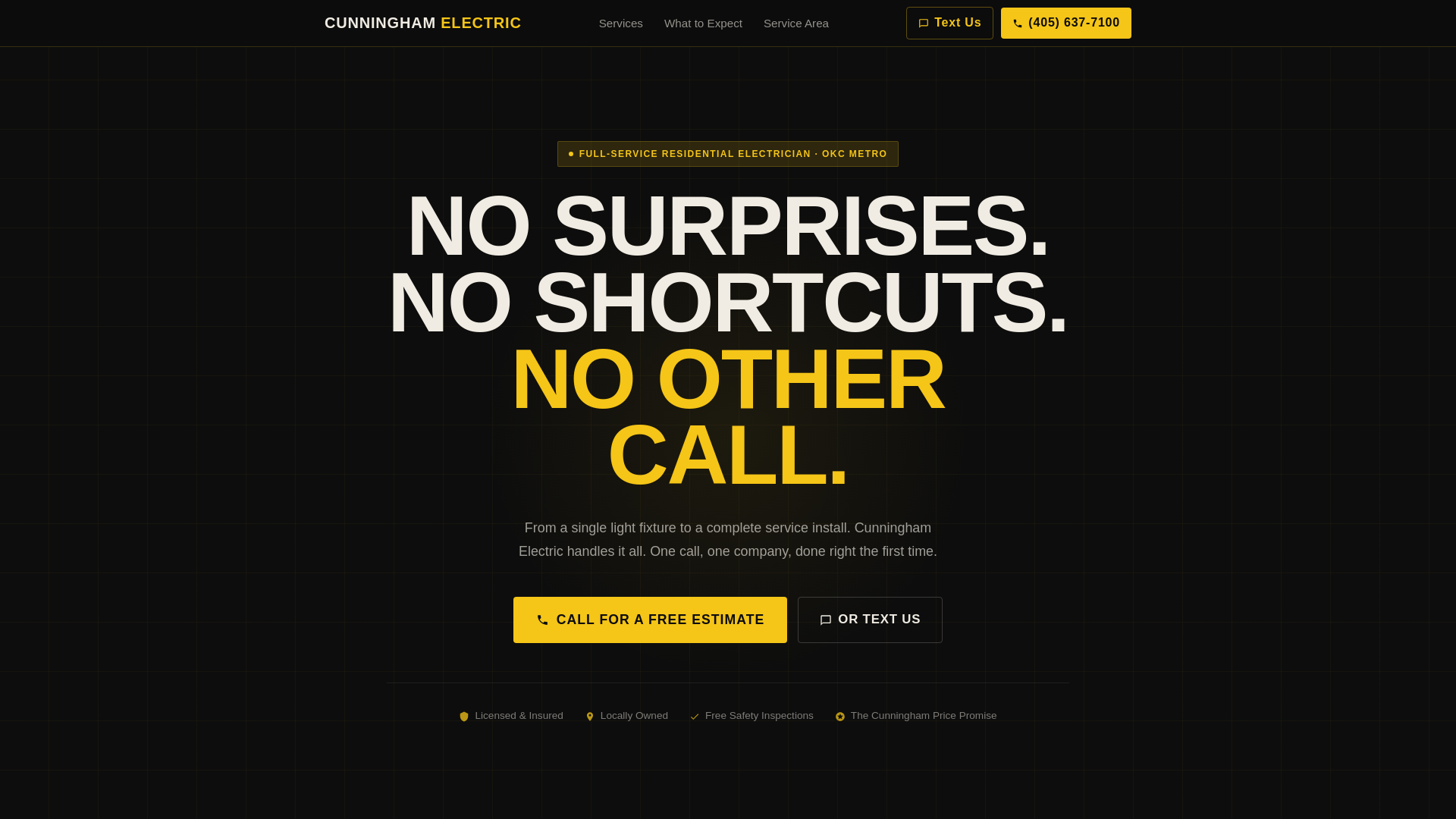 website screenshot of https://cunninghamelectricokc.com/