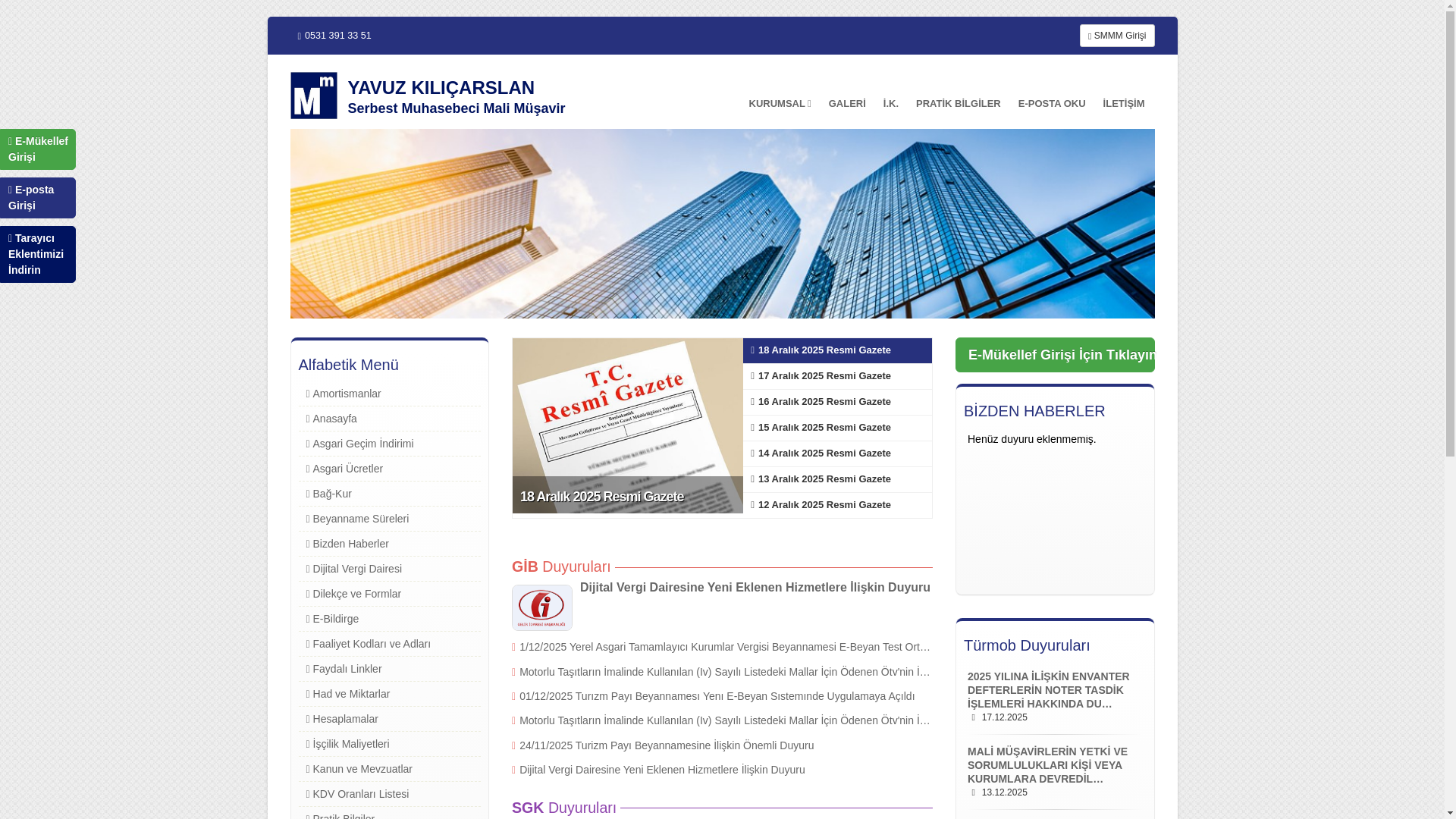 website screenshot of https://ykmuhasebe.com.tr/