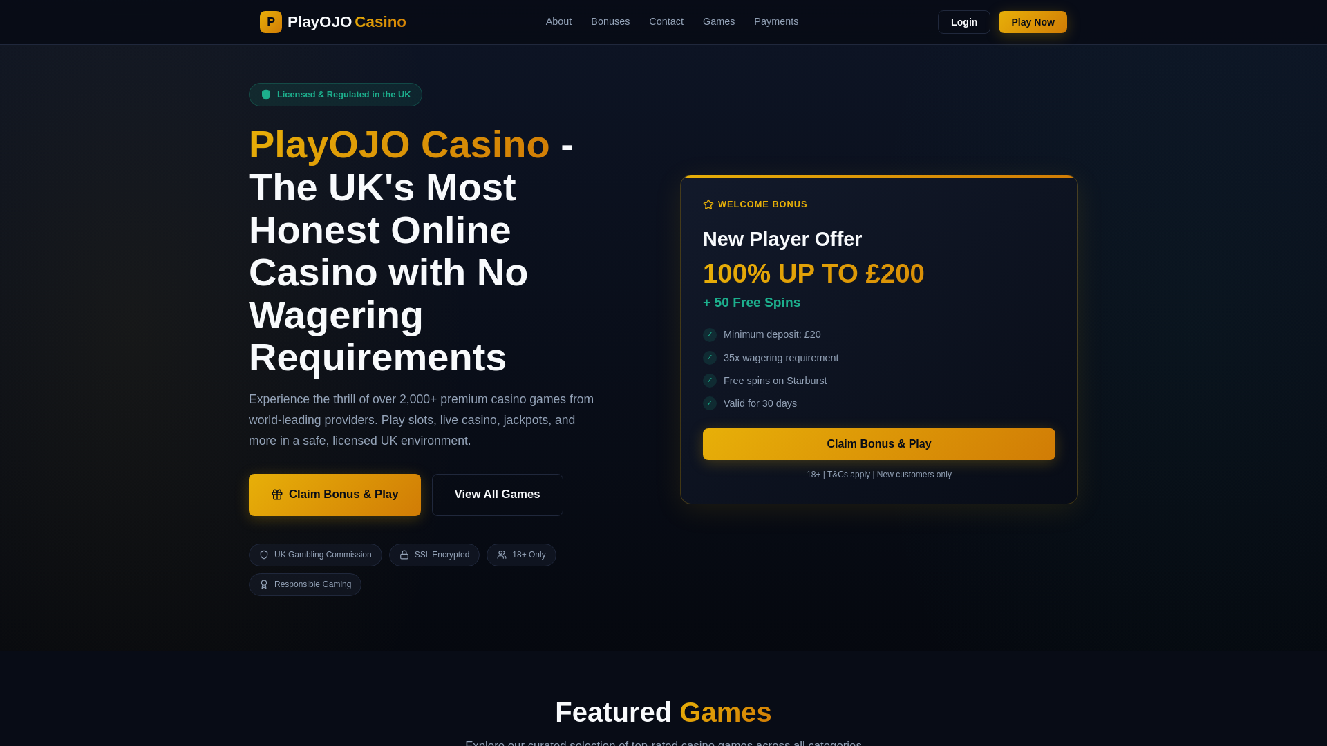 website screenshot of https://playojo-casino1-uk.com/