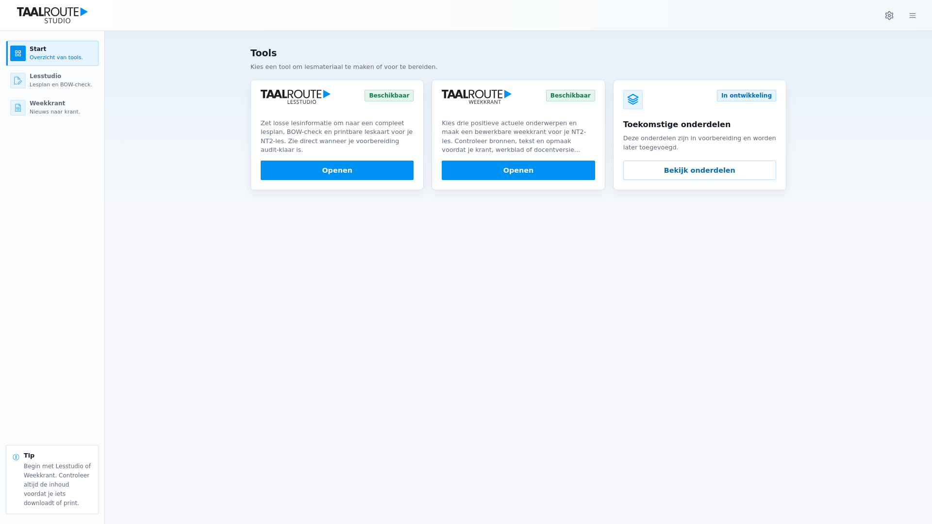 website screenshot of https://taalroute-studio.pages.dev/