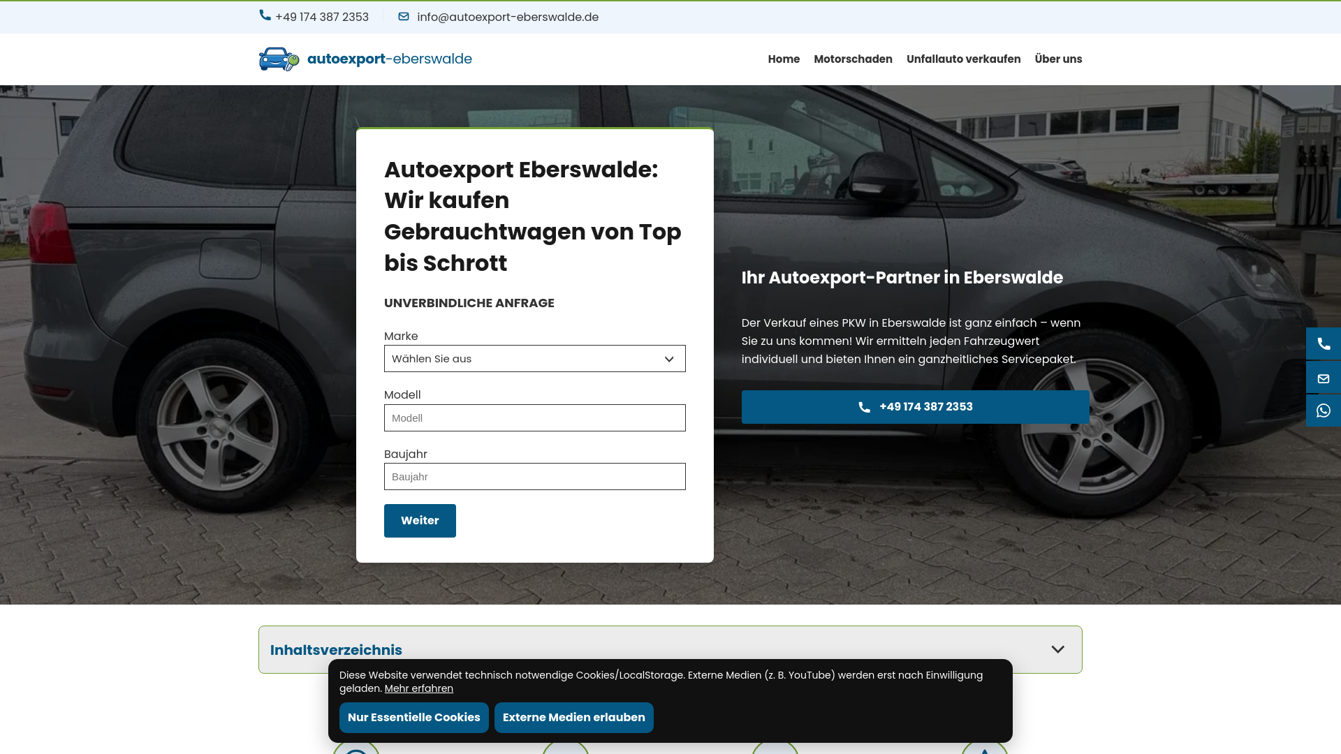 website screenshot of https://autoexport-eberswalde.de/