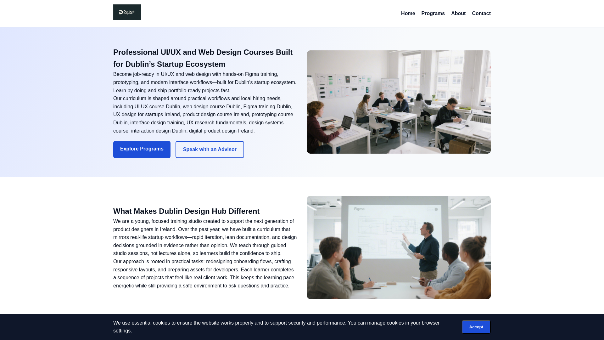 website screenshot of https://dublindesignhub.site