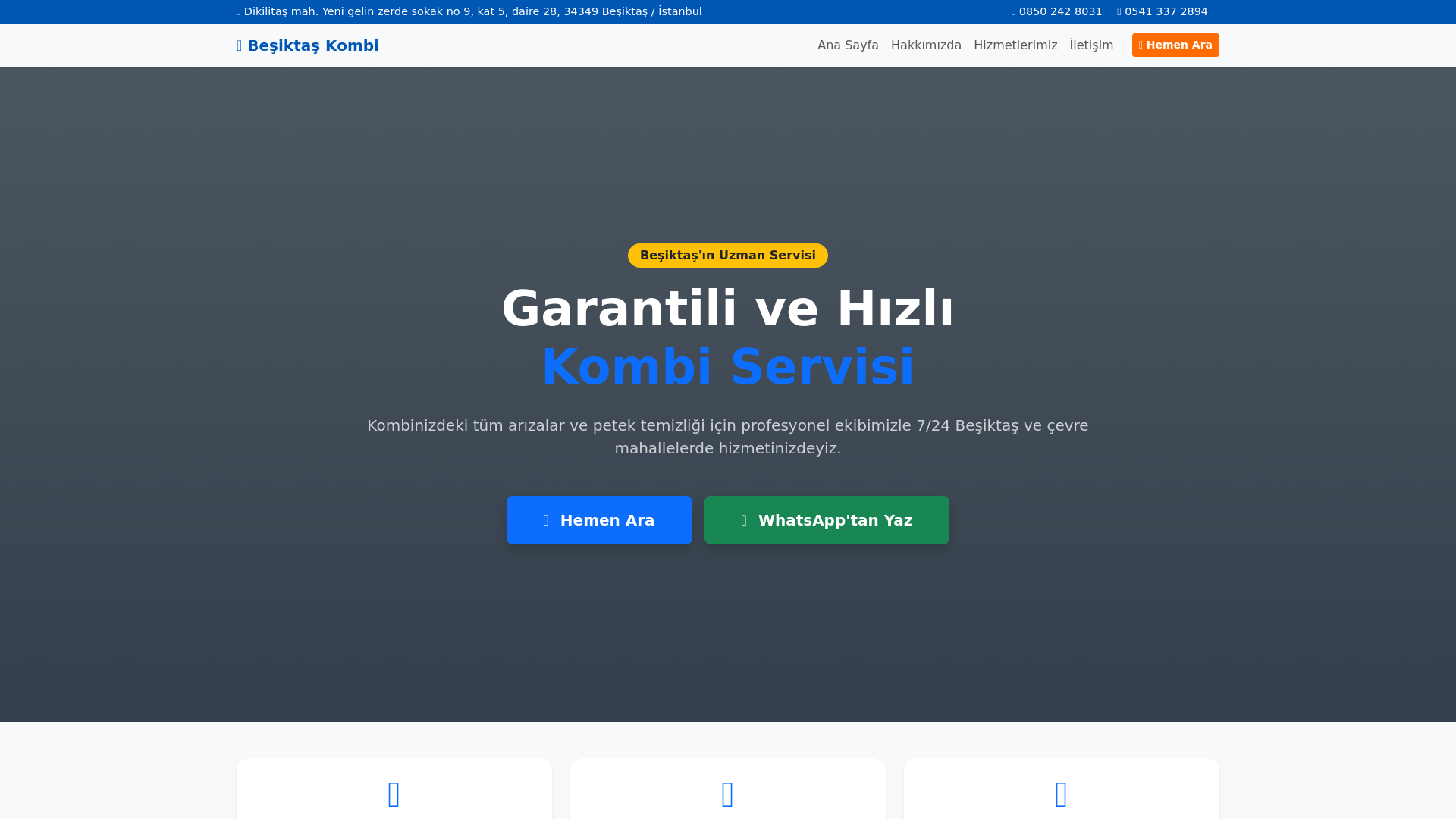 website screenshot of https://besiktas-kombiservisi.com.tr/