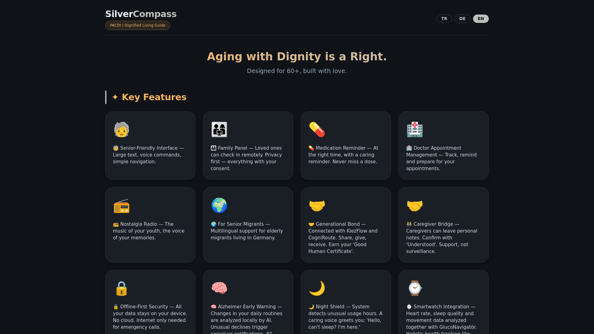 website screenshot of https://silvercompass.world/
