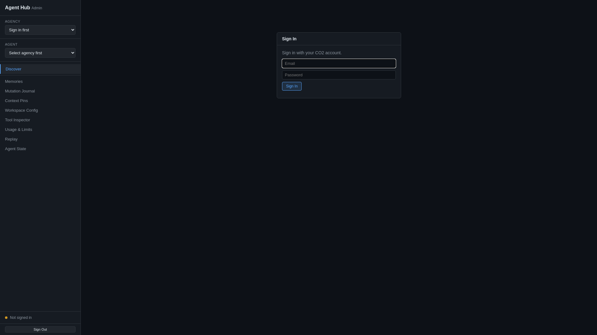 website screenshot of https://co2-agent-hub-admin.pages.dev/