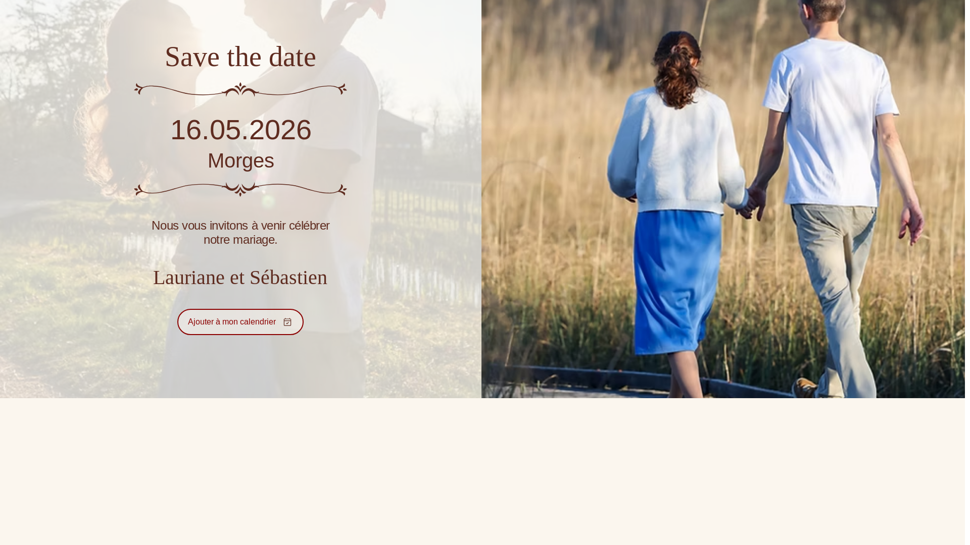website screenshot of https://lauriane-sebastien.ch/