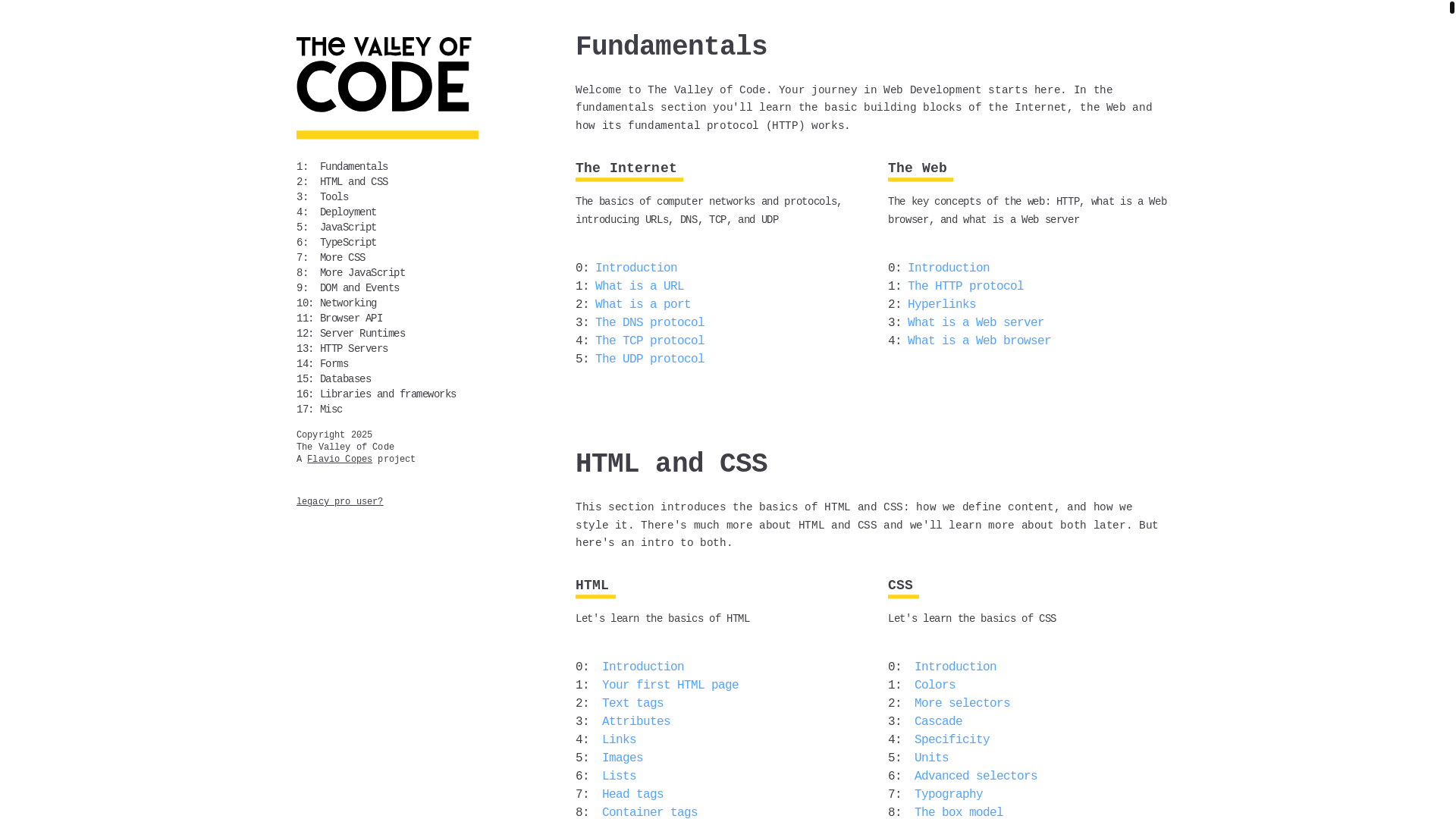 website screenshot of https://thevalleyofcode-com.pages.dev/