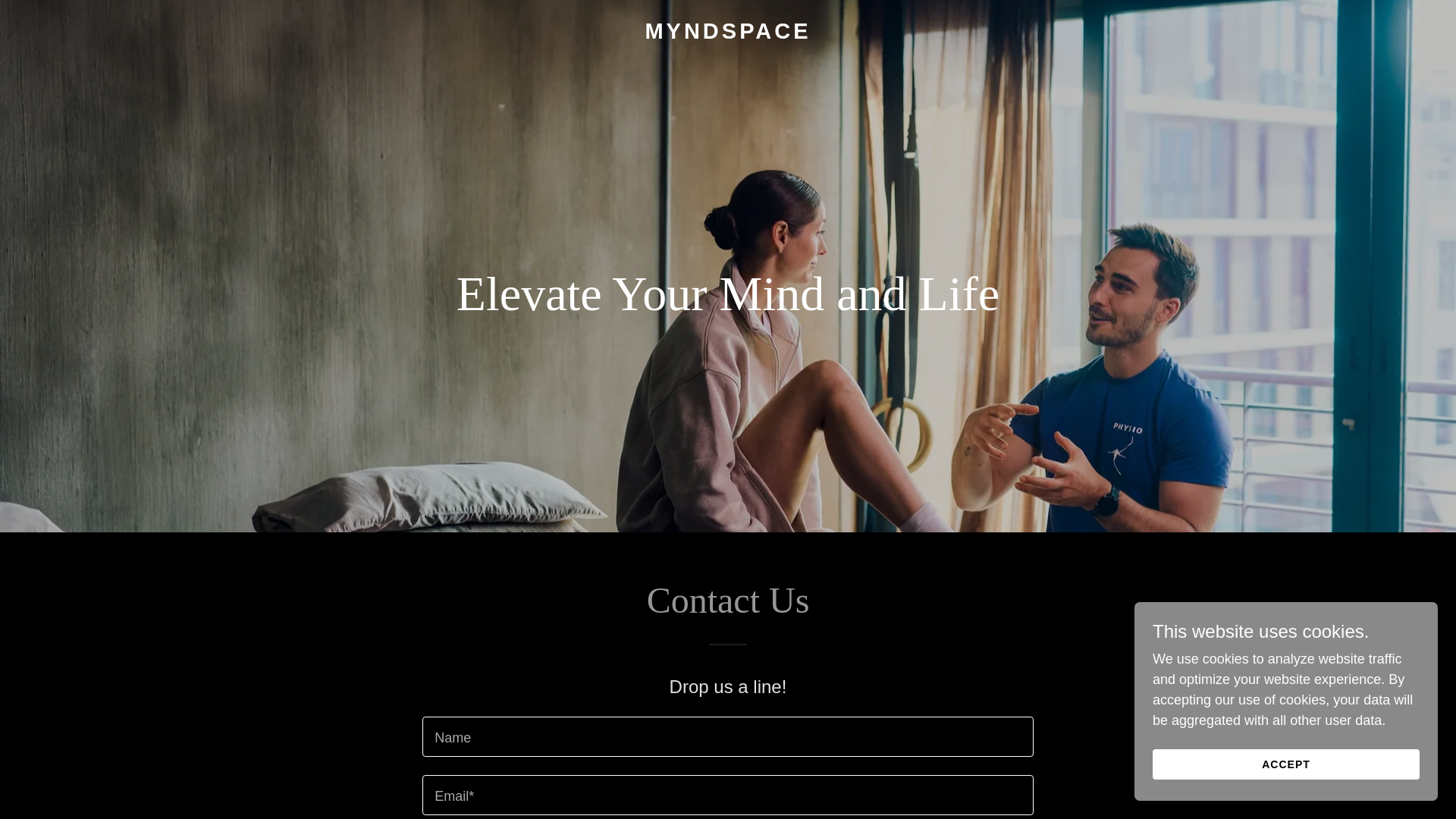 website screenshot of https://myndspace.life/