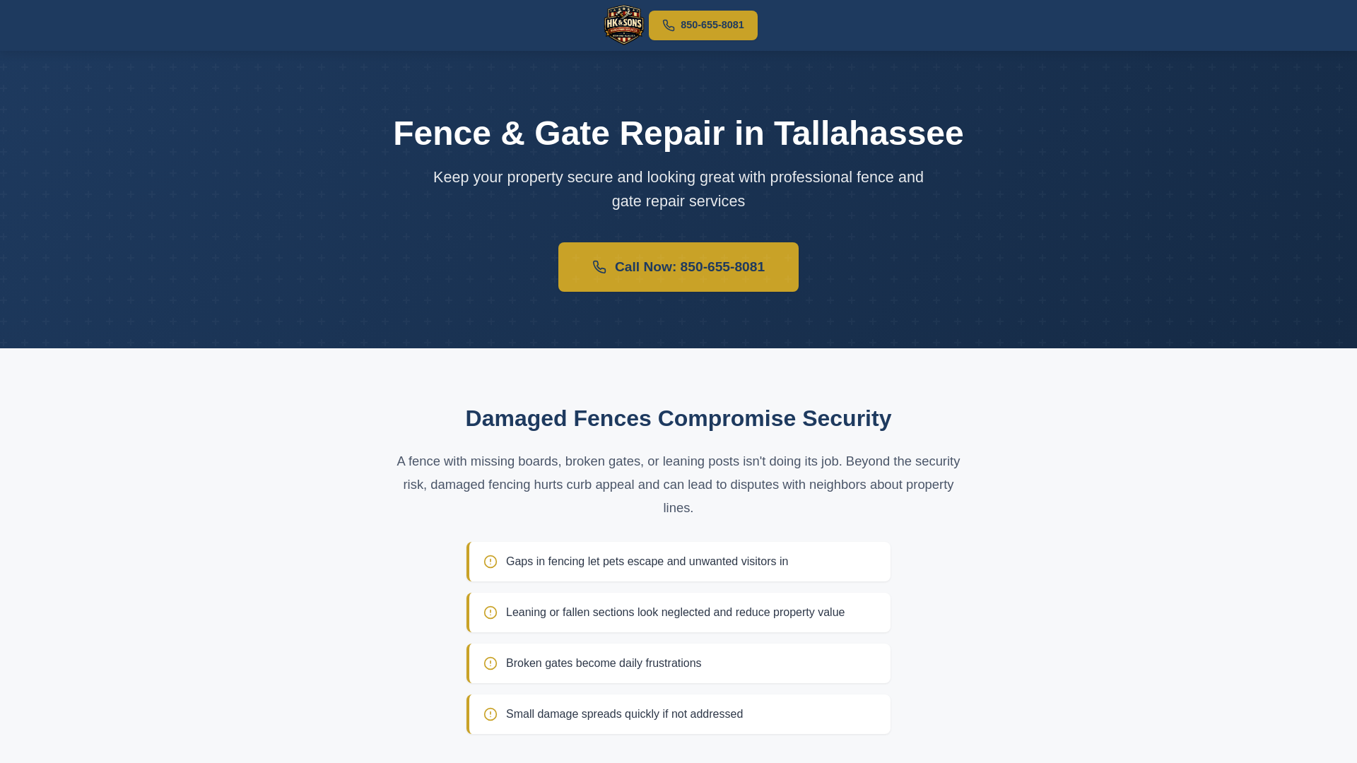 website screenshot of https://hksons-fence-gate-repair.pages.dev/