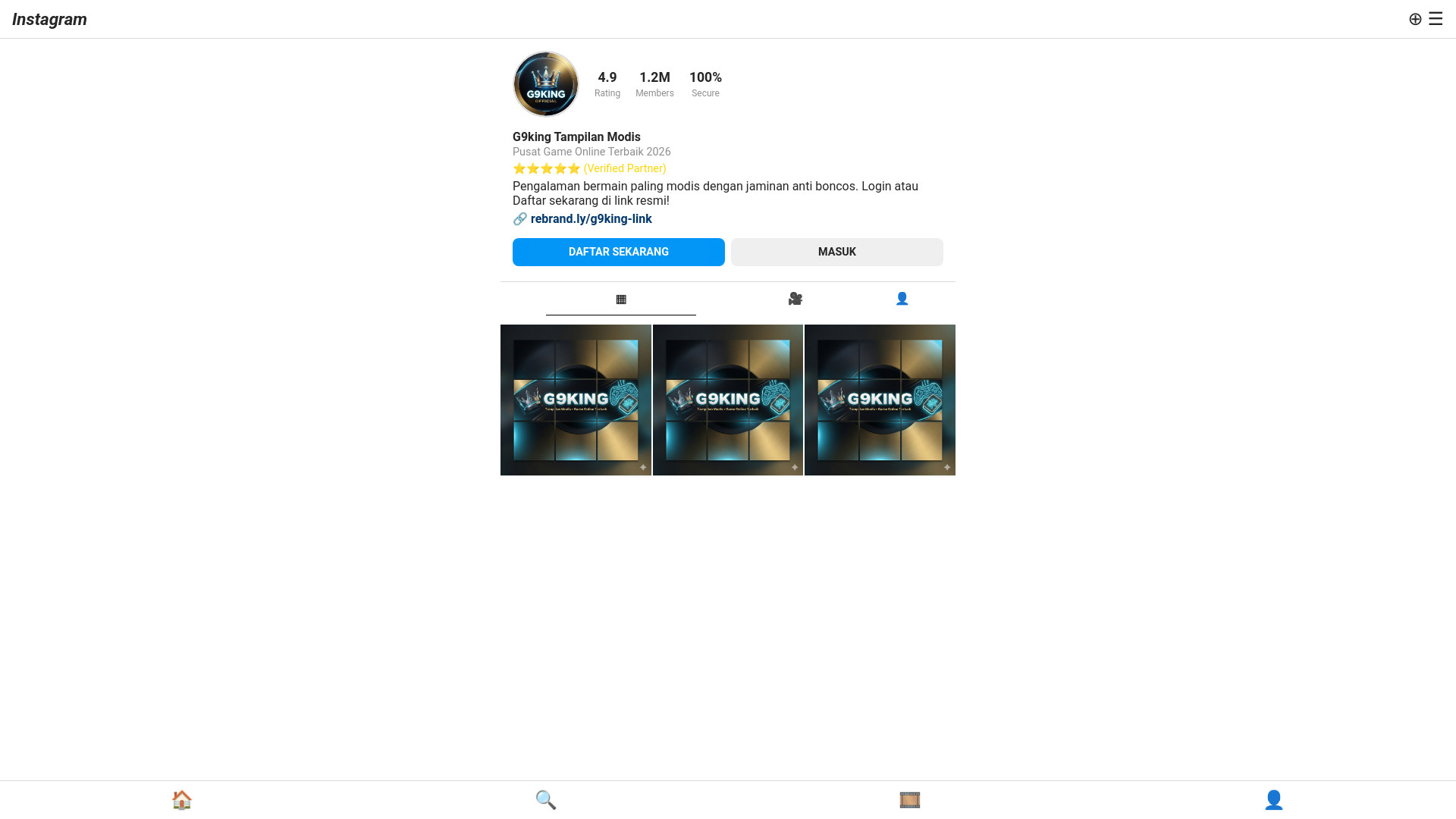 website screenshot of https://g9king-slot.pages.dev/