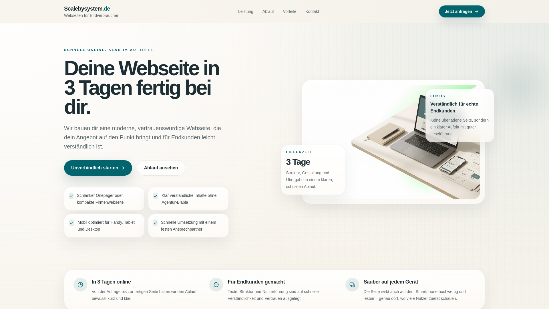 website screenshot of https://scalebysystem.de