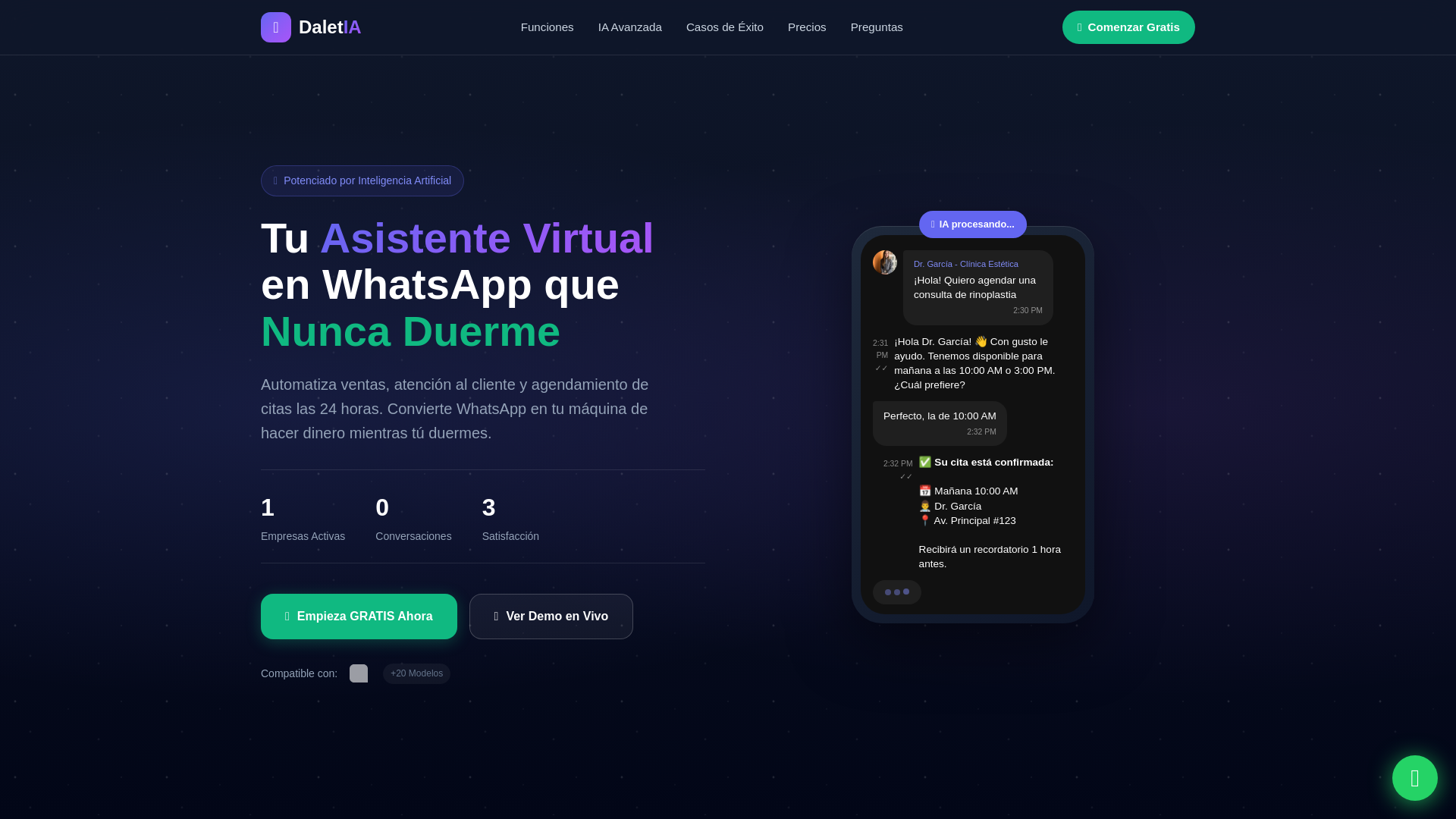 website screenshot of https://daletia.net