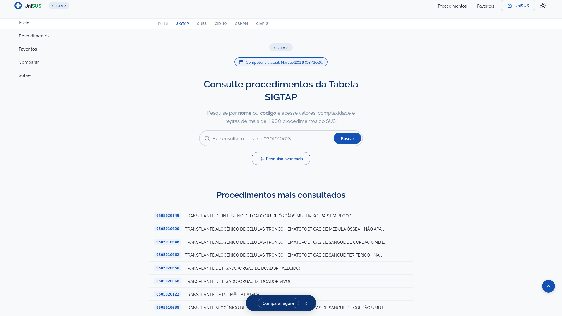 website screenshot of https://sigtap-blue.pages.dev/