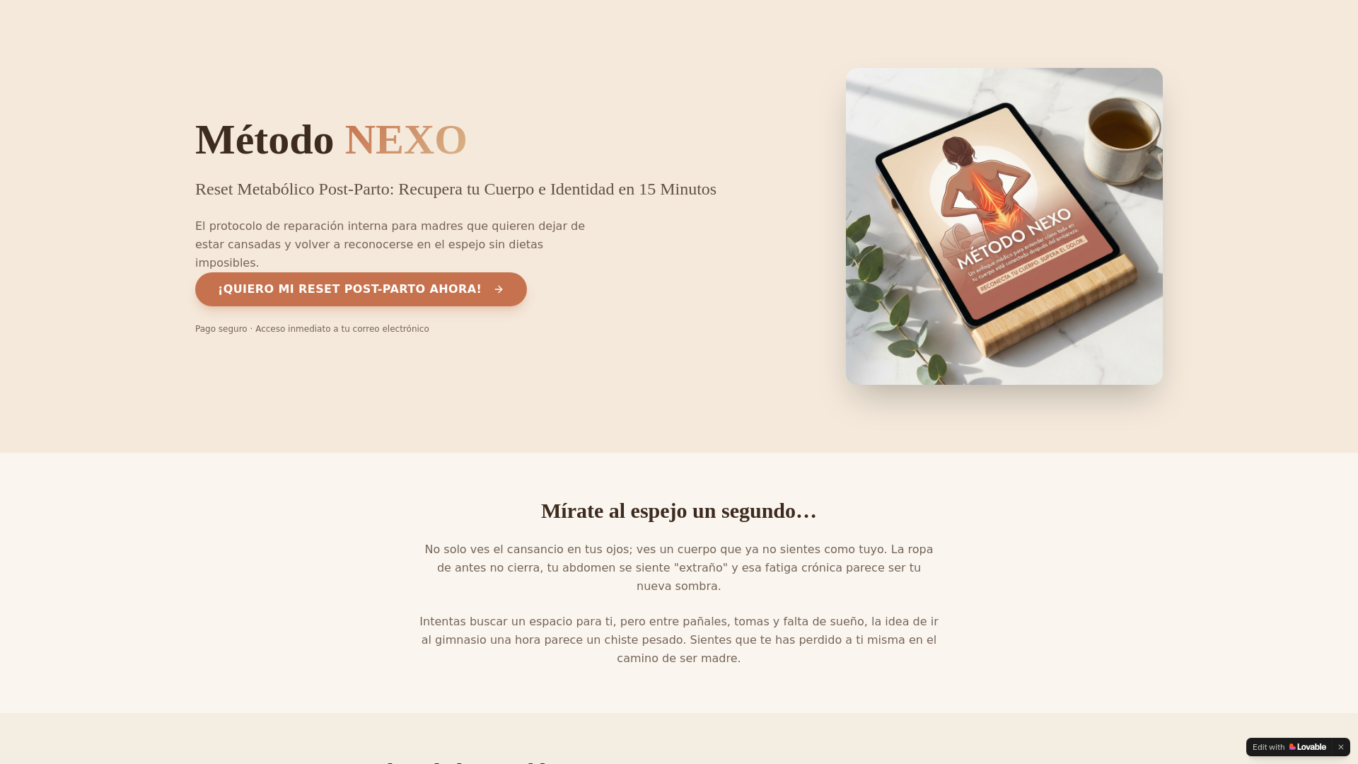 website screenshot of https://nexomaterno.com/