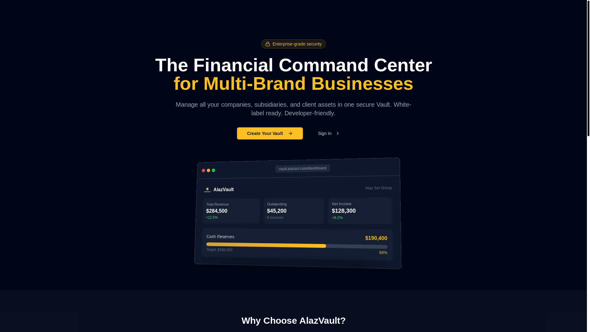 website screenshot of https://alazvault.com/