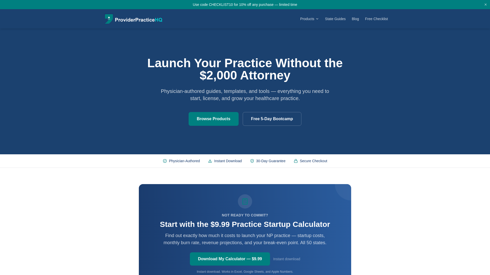 website screenshot of https://providerpracticehq.com/