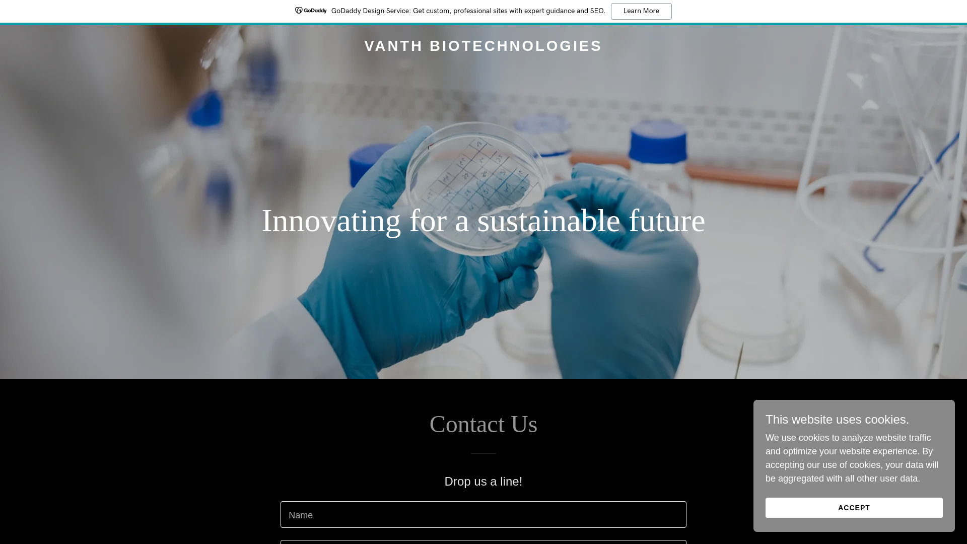 website screenshot of https://vanthbio.com/