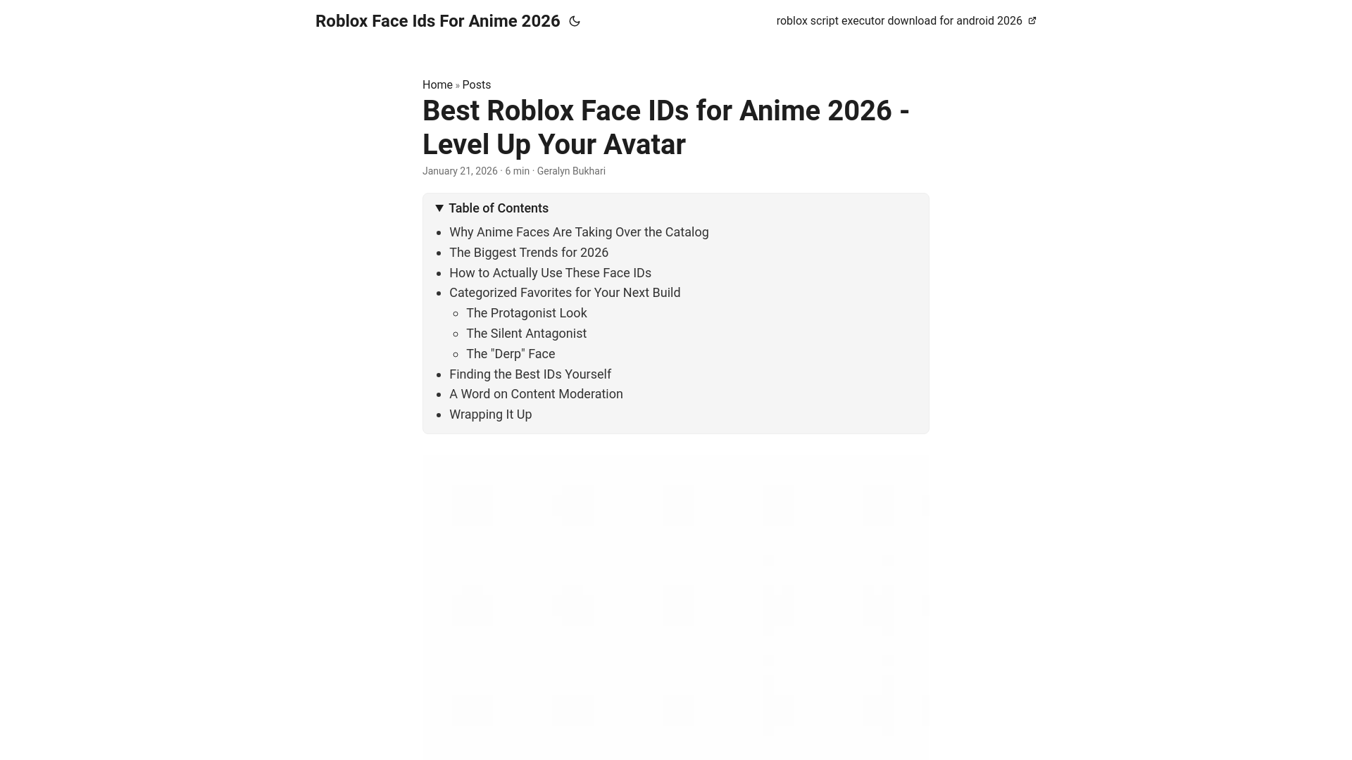 website screenshot of https://robloxfaceidsforanime2026.pages.dev/