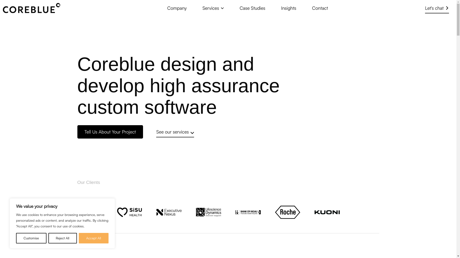 website screenshot of https://groupcoreblue.co.uk/