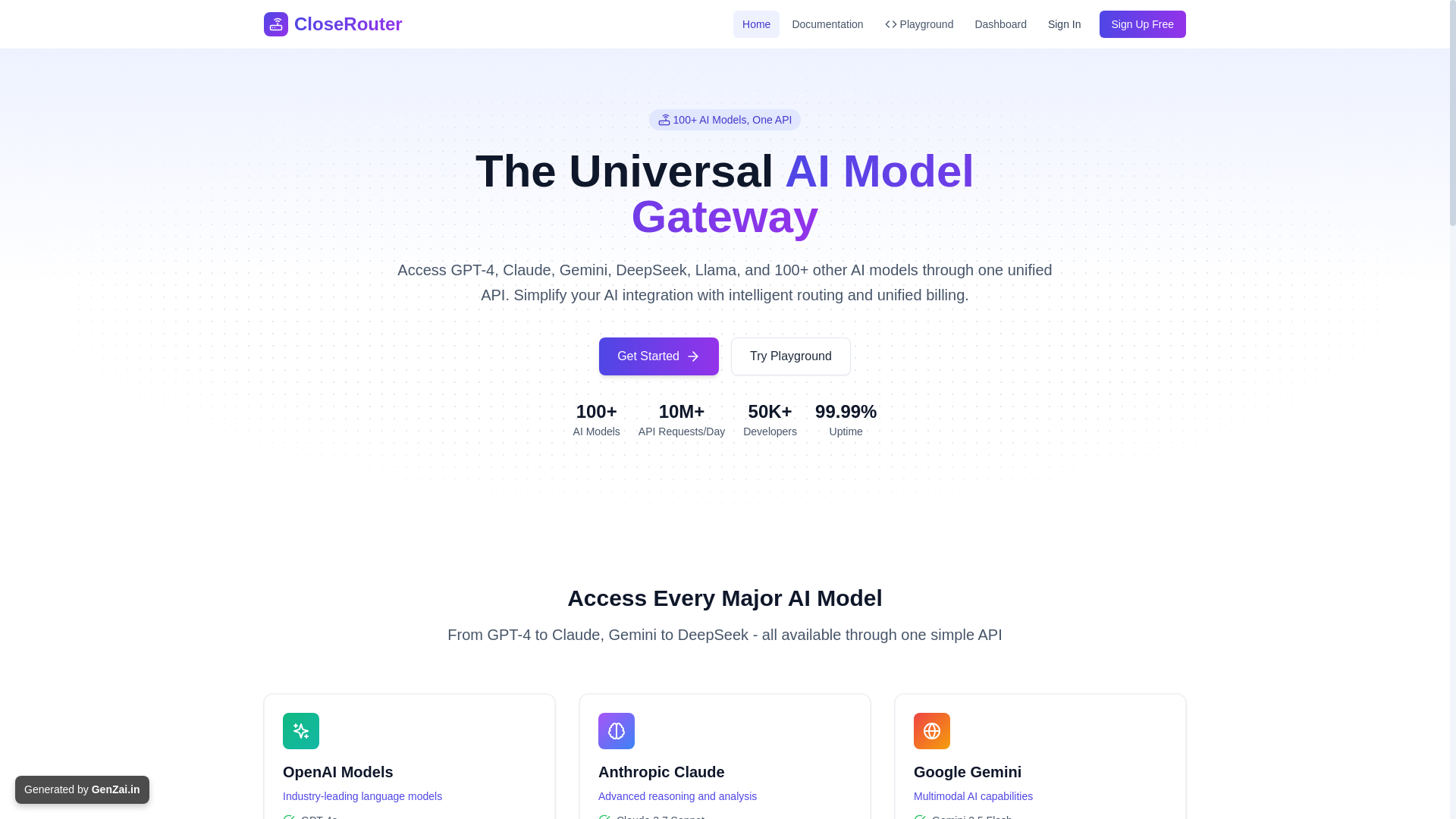 website screenshot of https://closerouter.com/