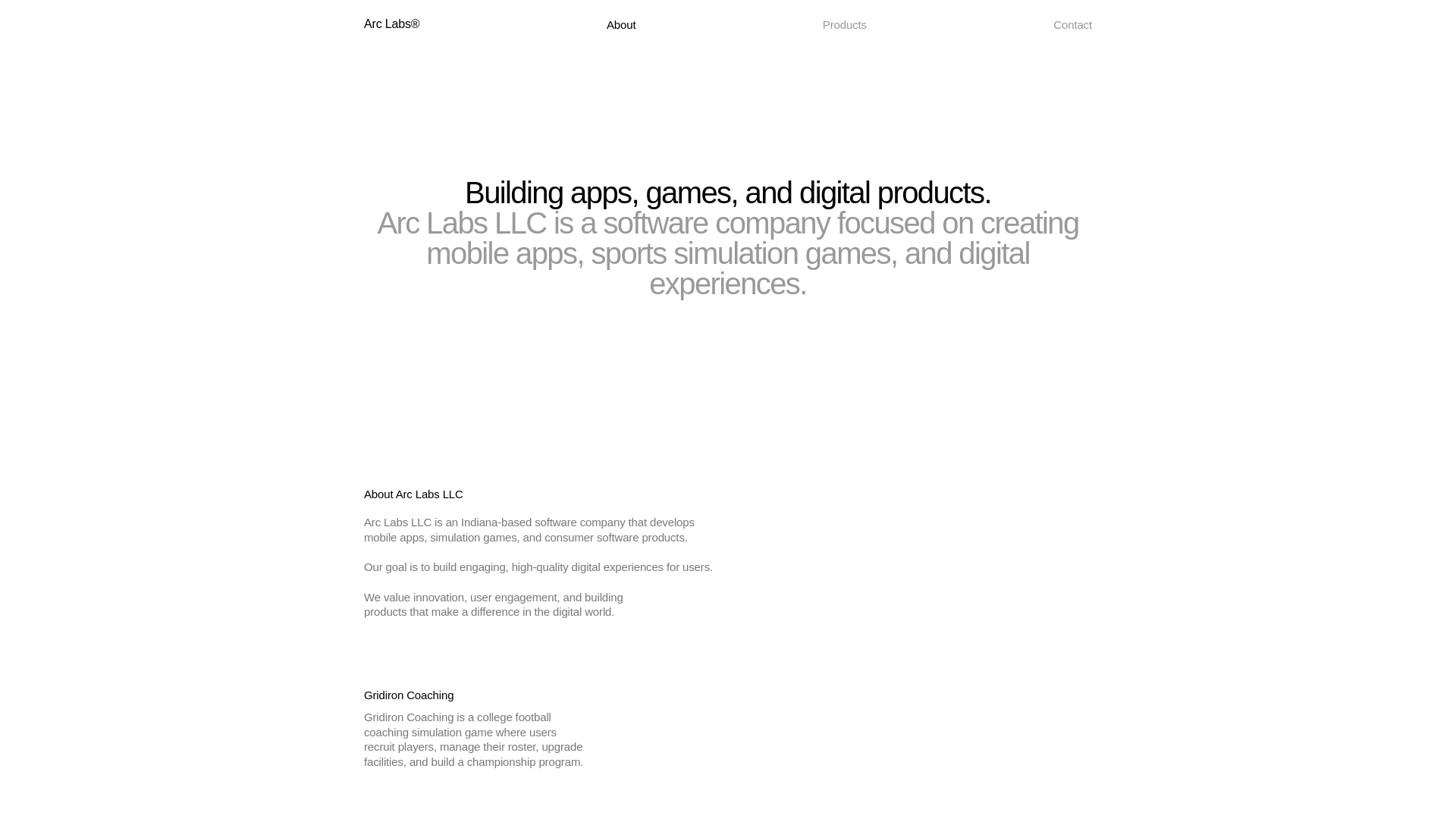 website screenshot of https://arclabsllc.co/