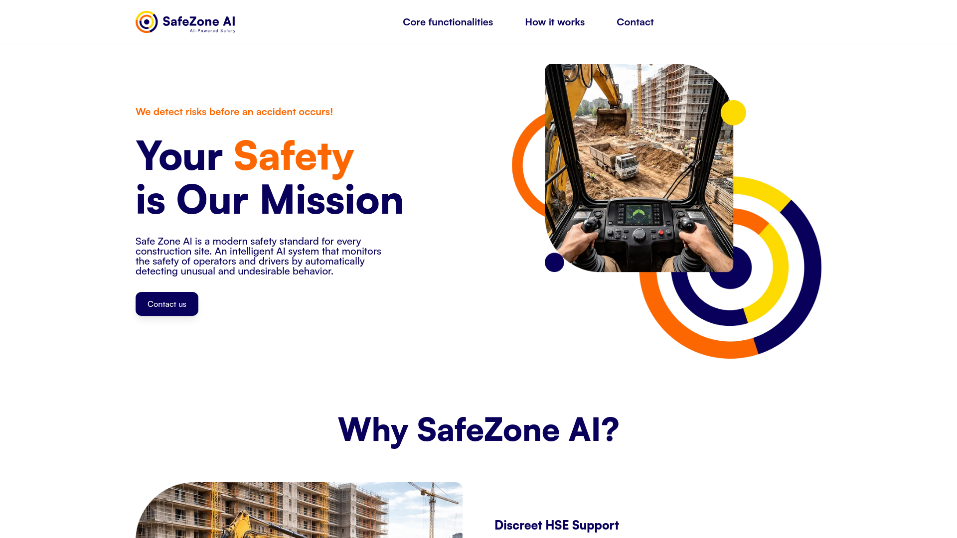 website screenshot of https://safe-zone-ai-landing.pages.dev/