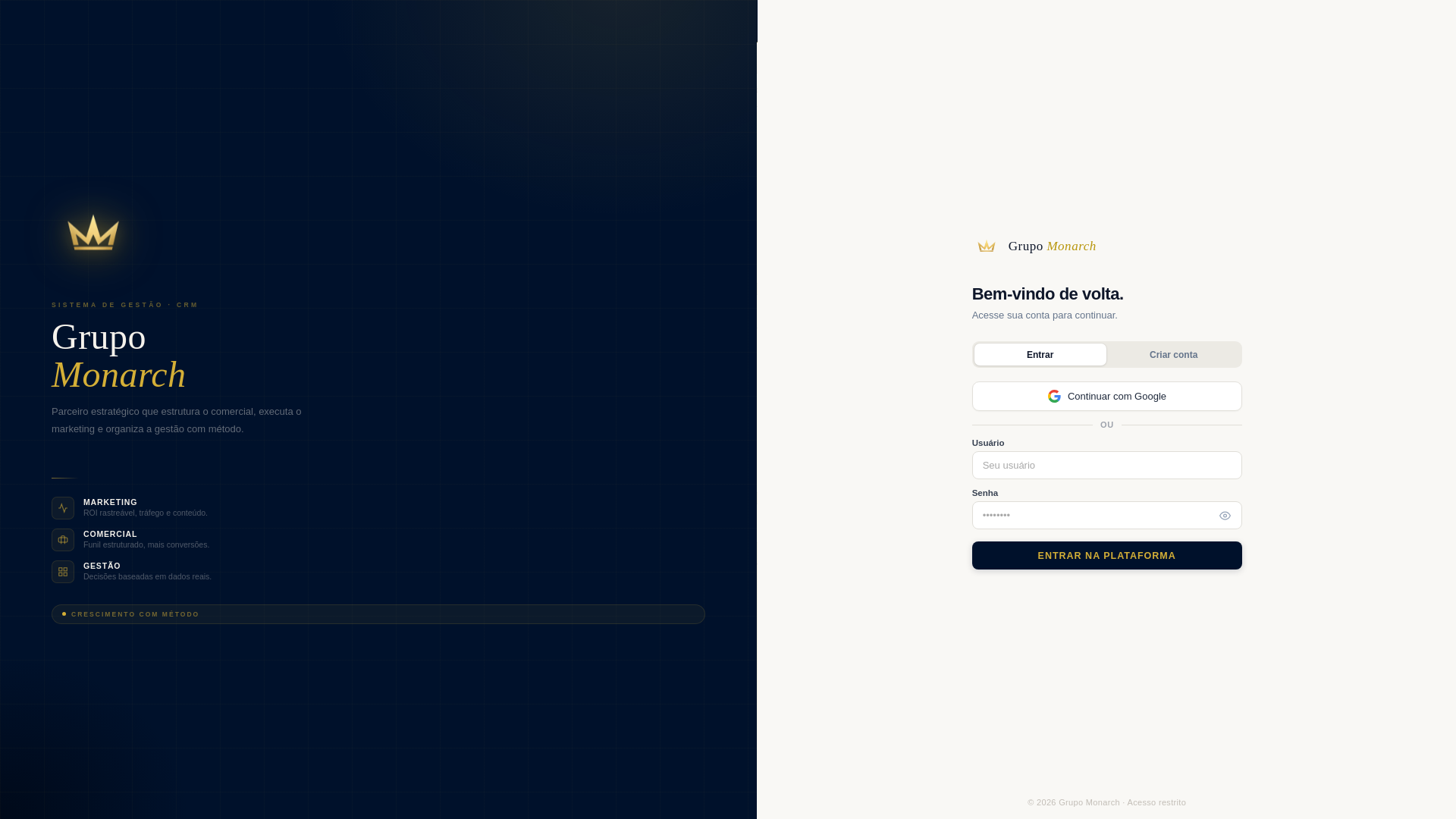 website screenshot of https://grupomonarch.com.br/