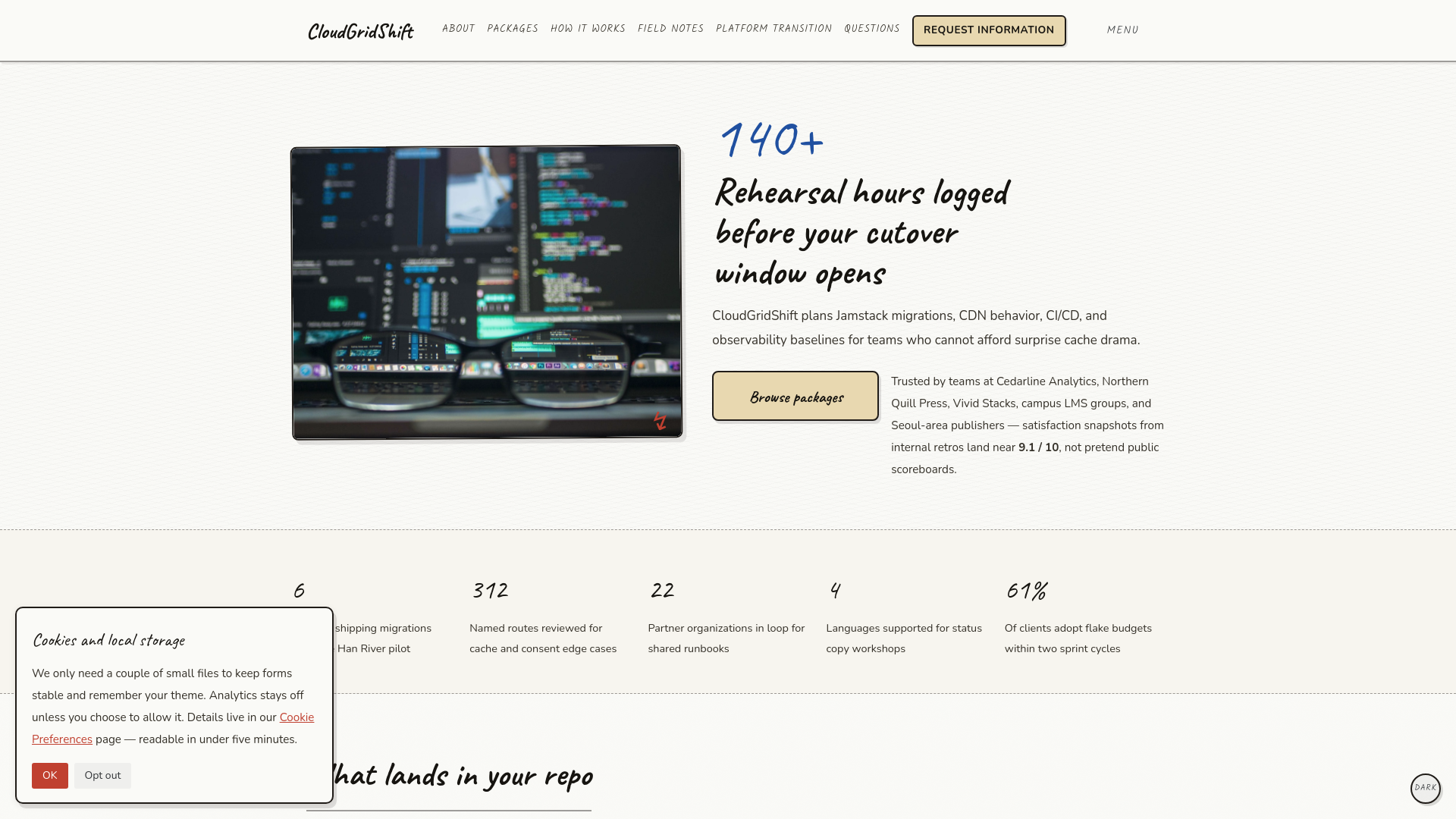 website screenshot of https://cloudgridshift.digital