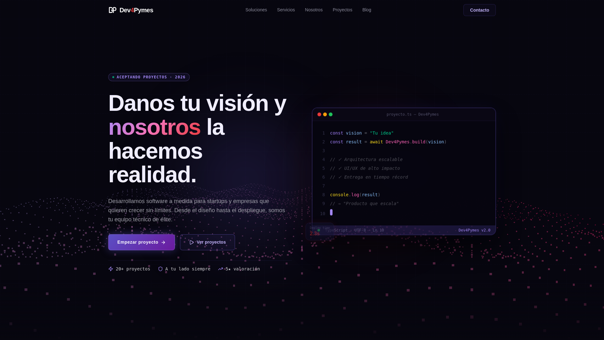 website screenshot of https://dev4pymes.com