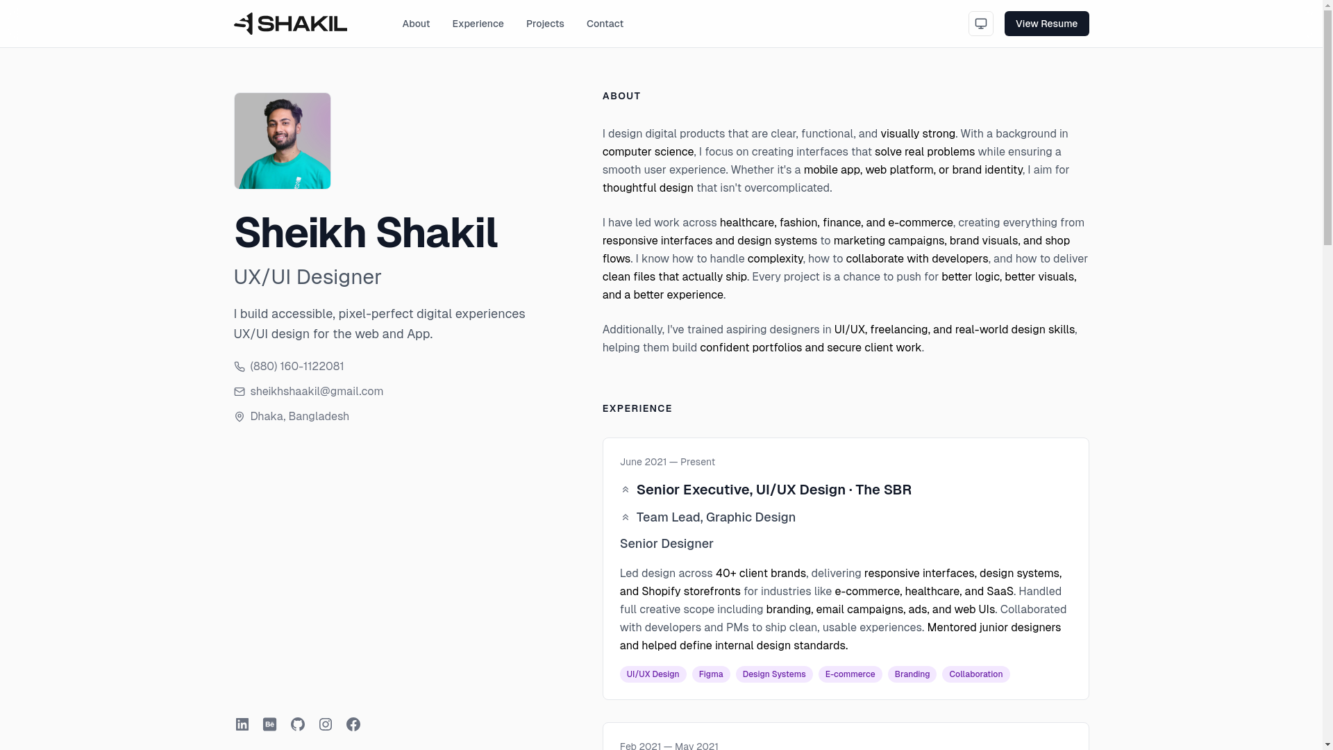 website screenshot of https://shakilsheikh.com/