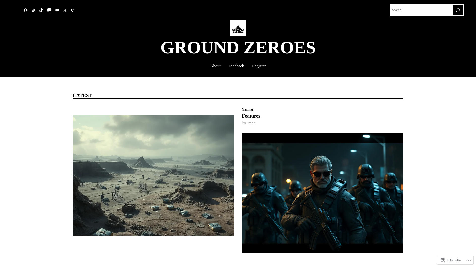 website screenshot of https://ground-zeros.com/