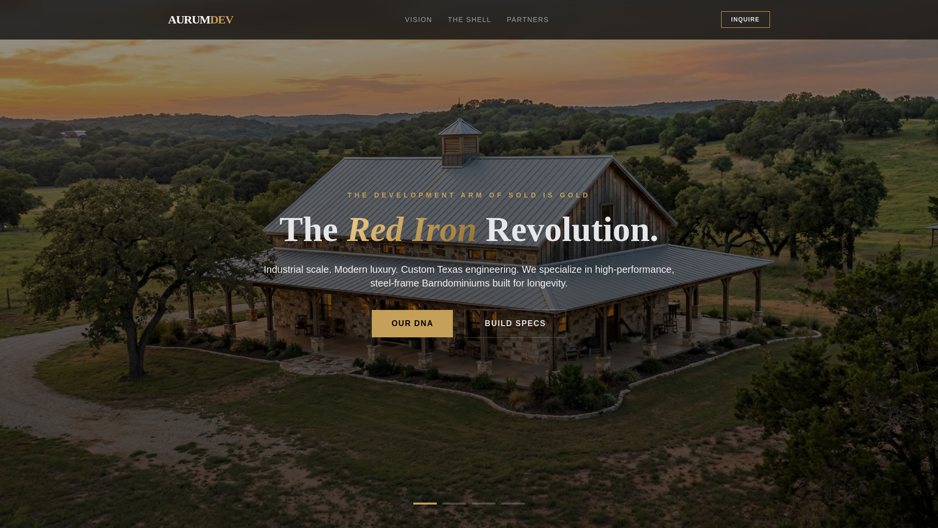 website screenshot of https://aurumdevtx.com