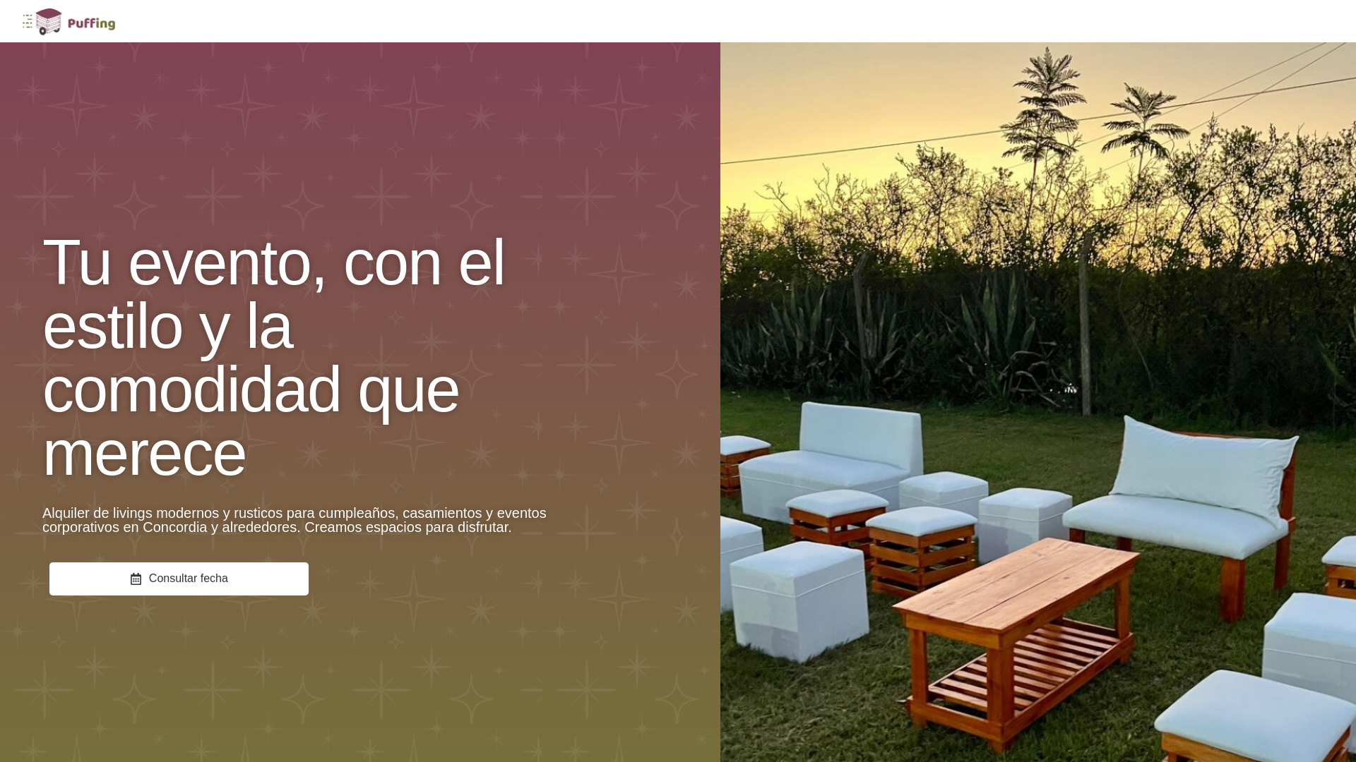 website screenshot of https://puffingeventos.com/