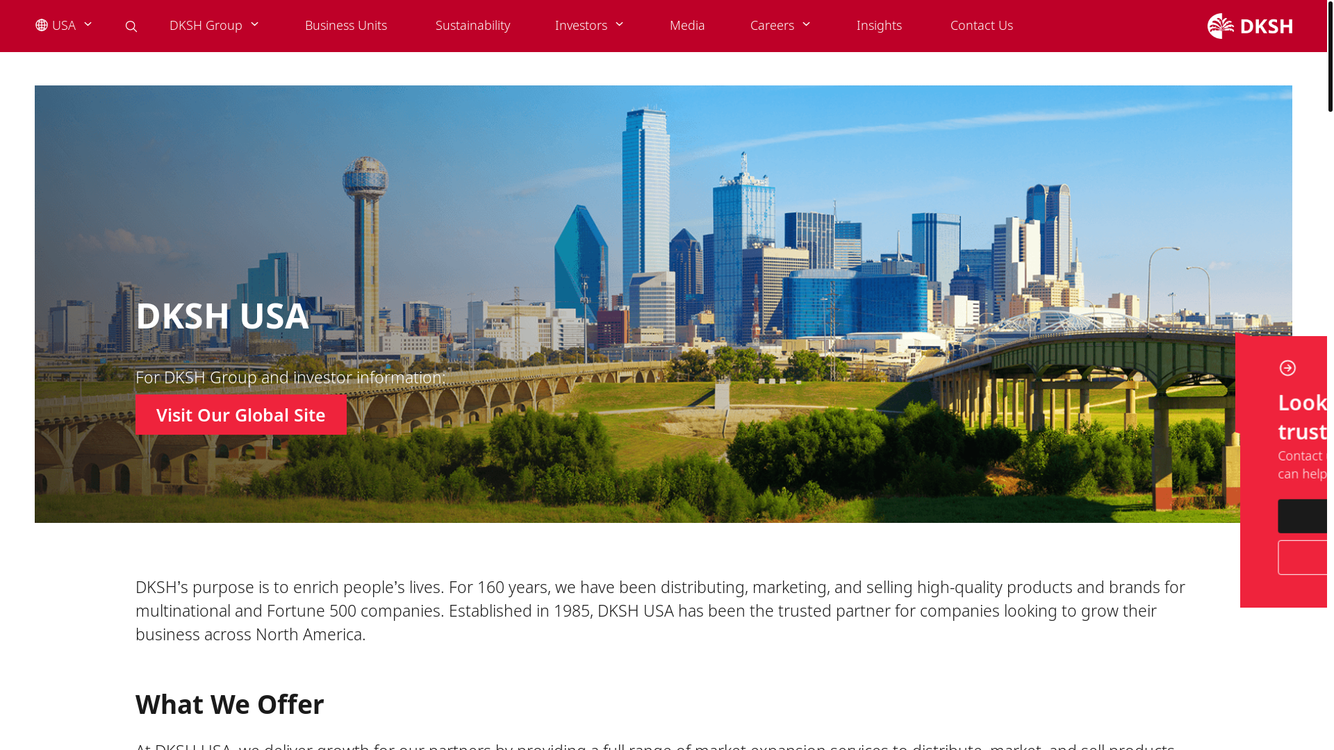 website screenshot of https://contactmarketing.dksh.com/