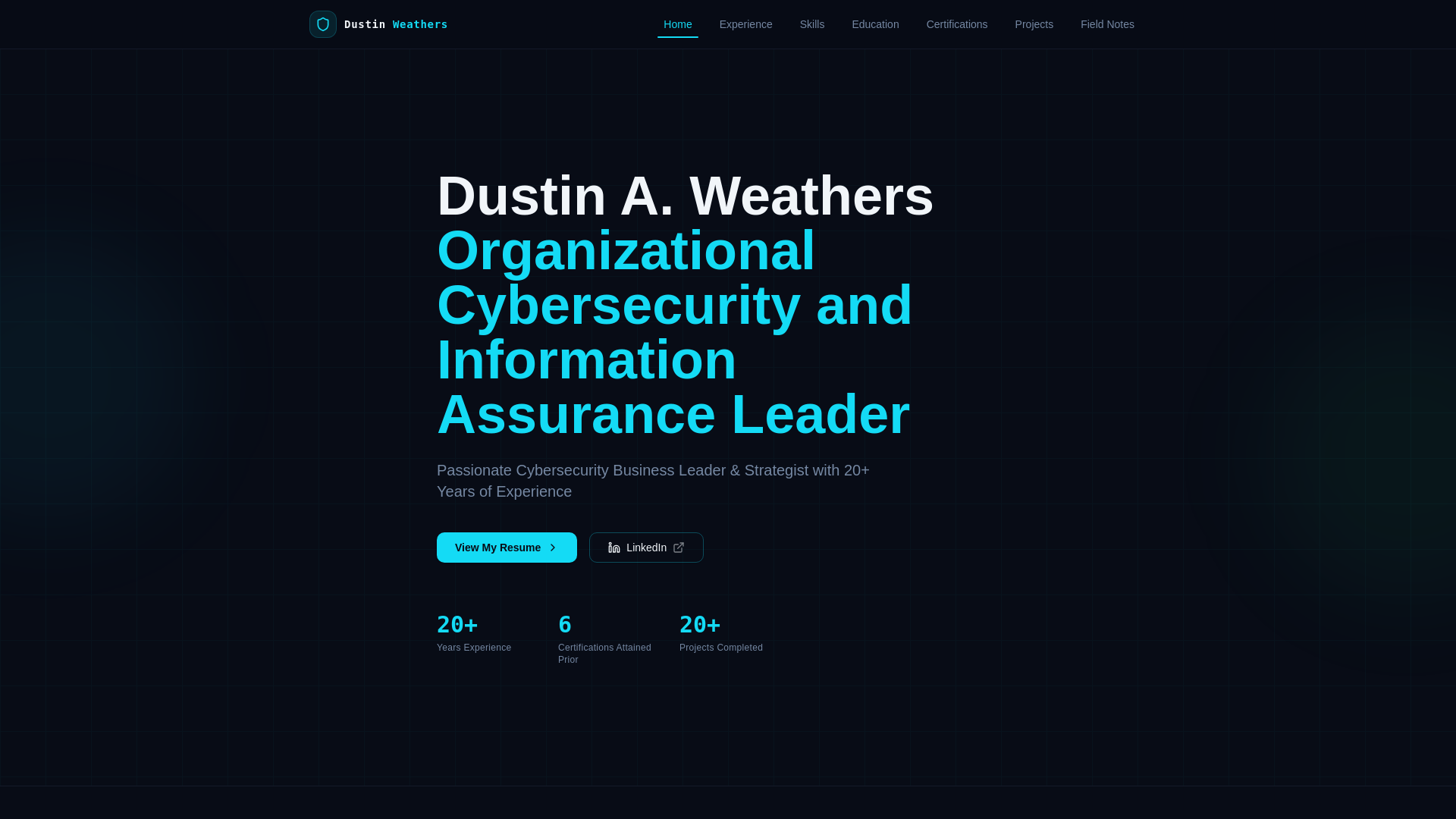 website screenshot of https://dustinweathers.dev/
