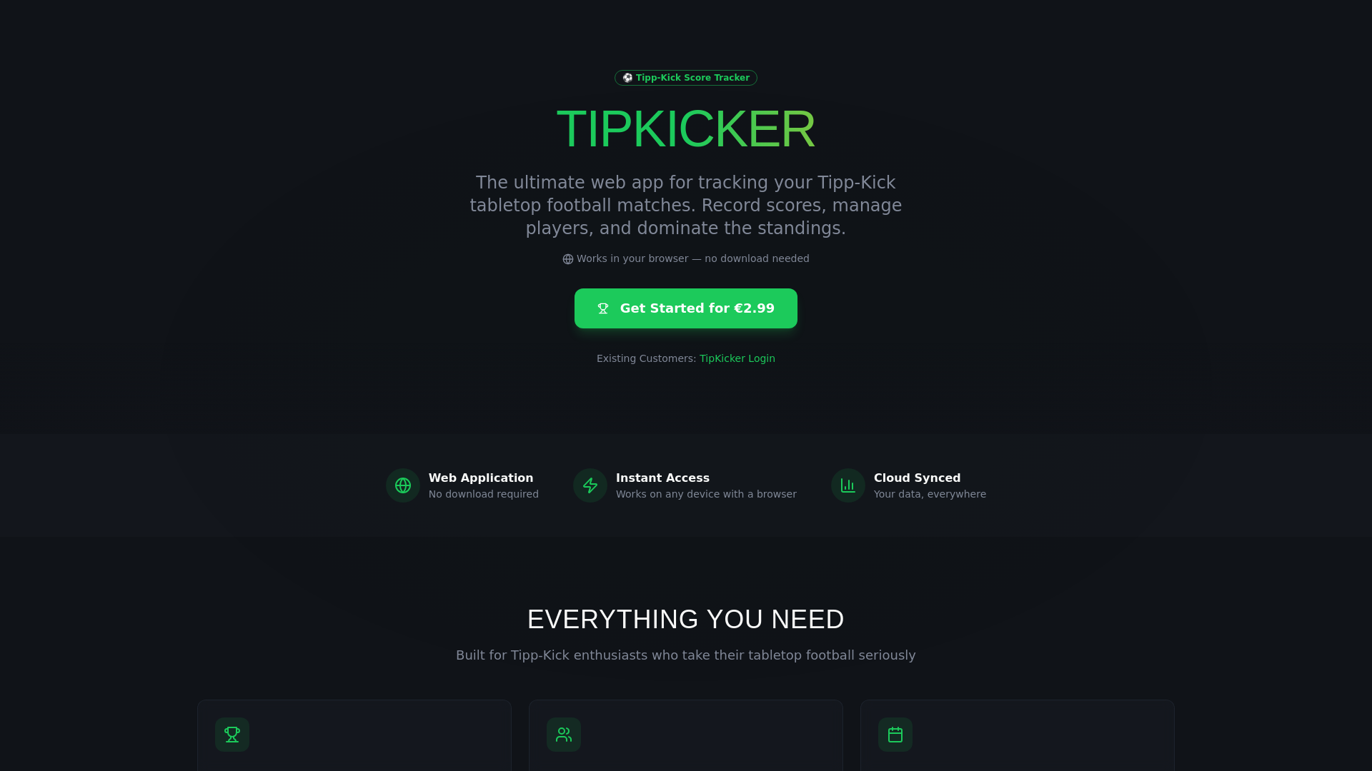 website screenshot of https://tip-kicker.com/