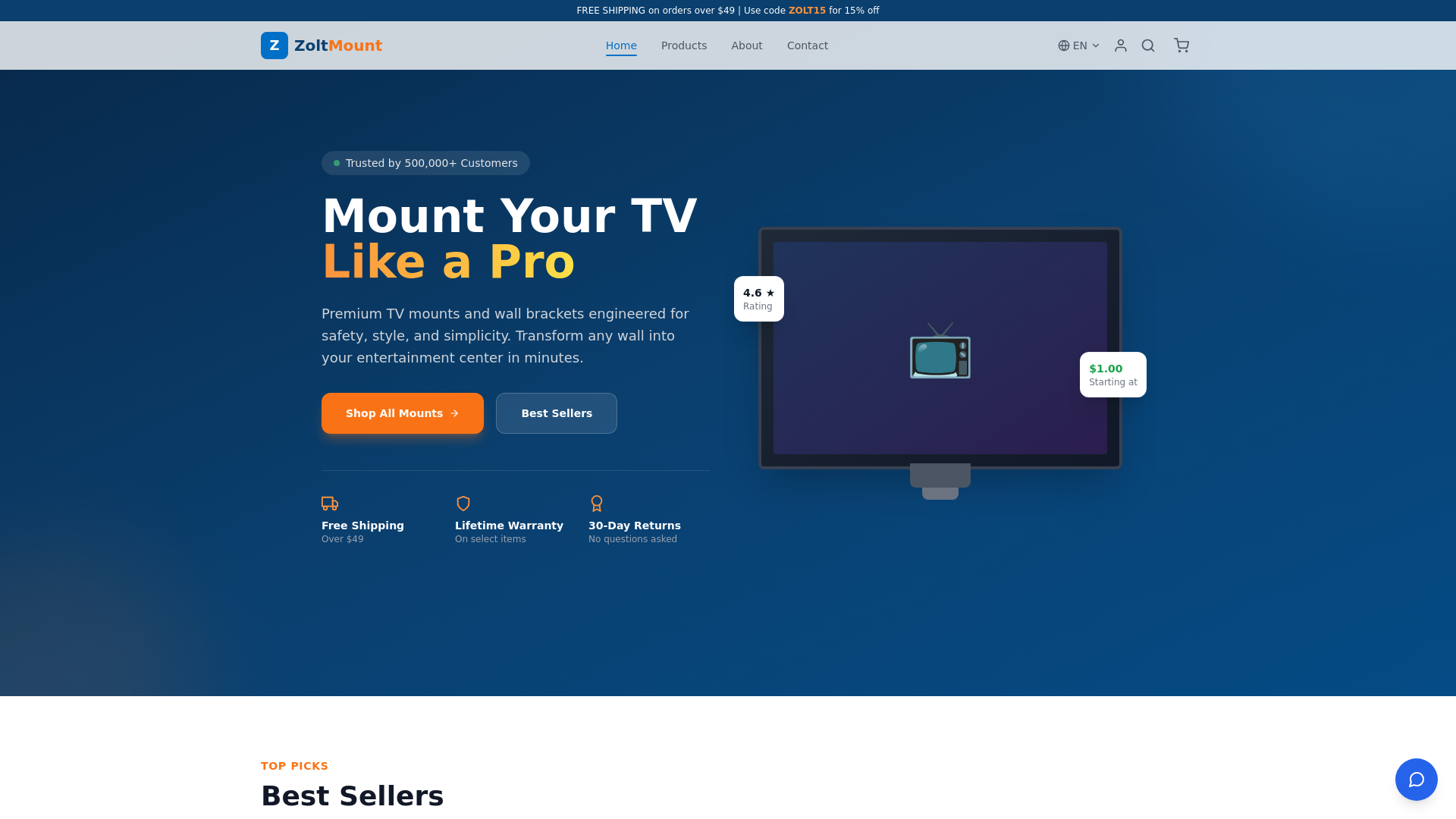 website screenshot of https://zoltmount.com/