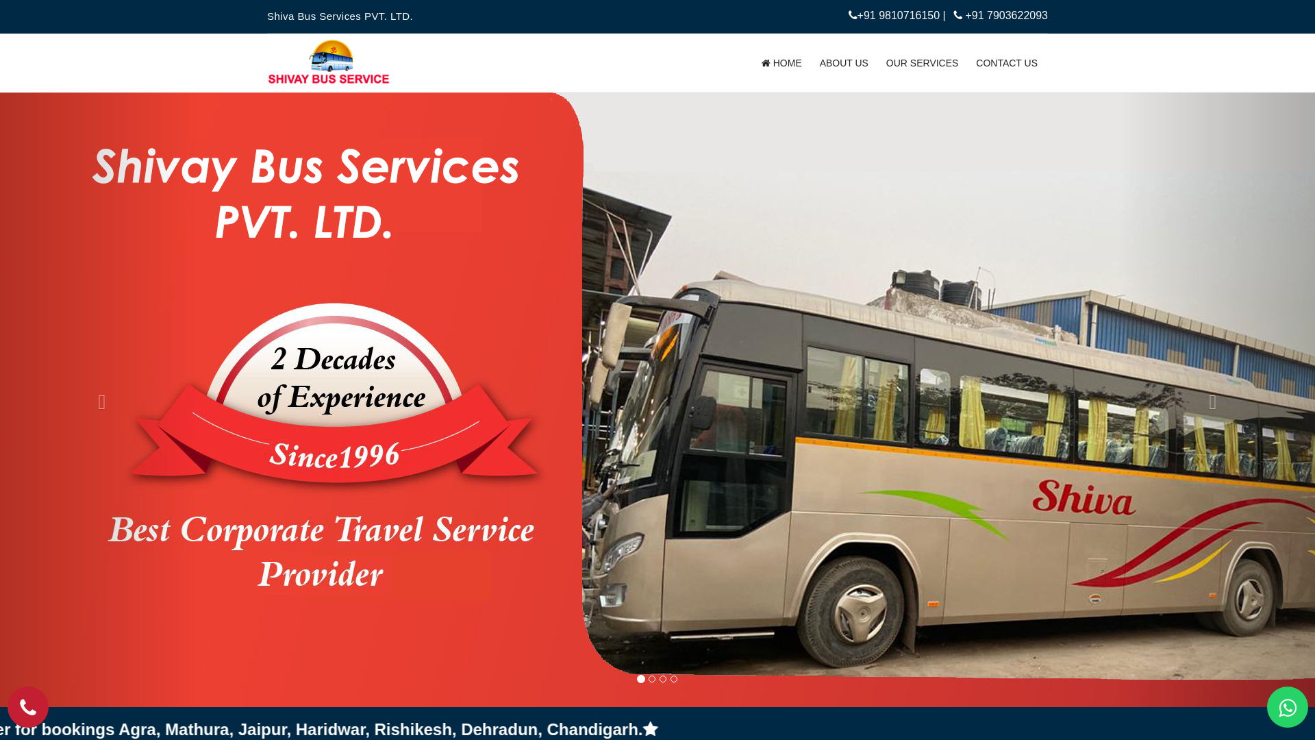 website screenshot of https://shivaybusservices.online/